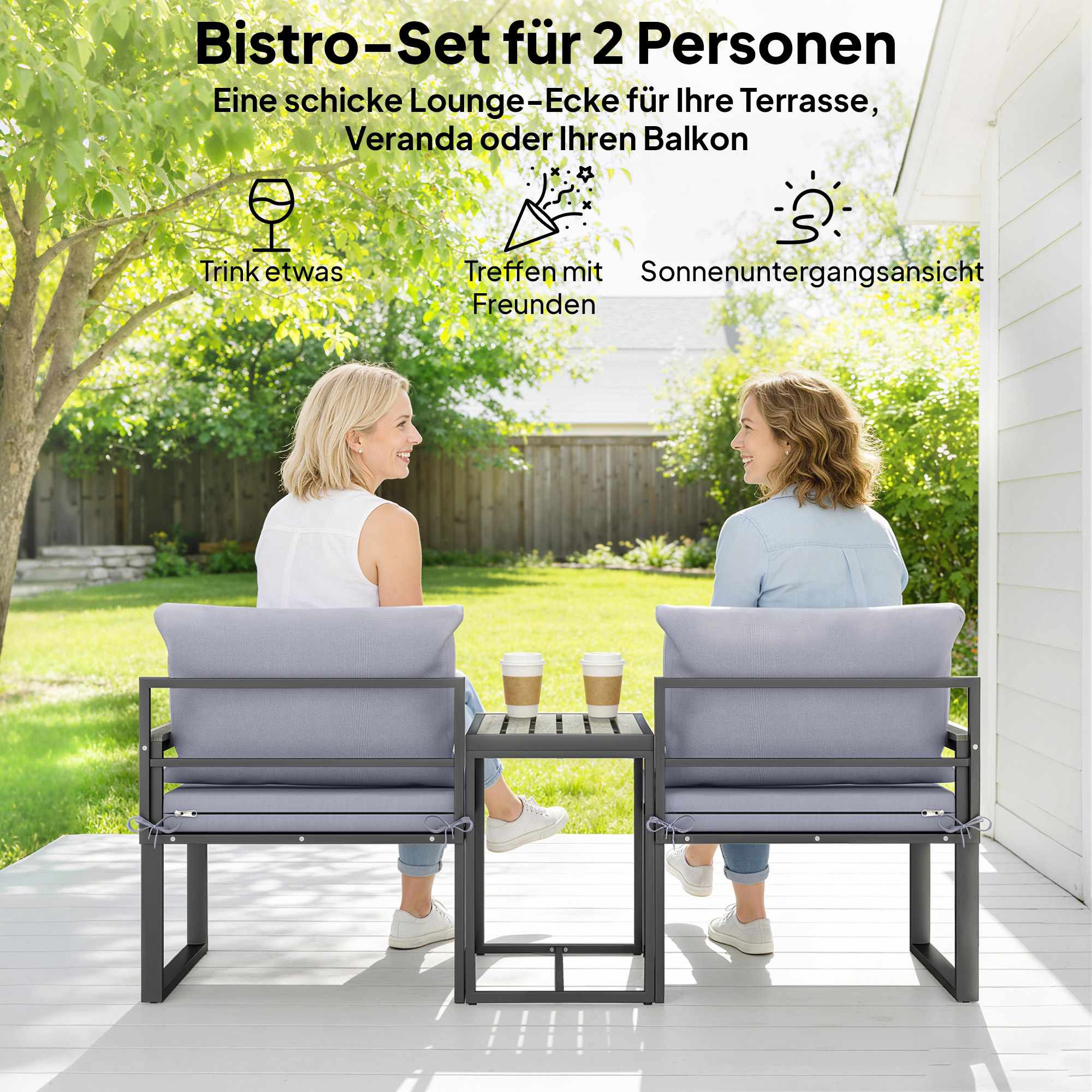 Set di mobili modulari da balcone con cuscini, 3 pezzi