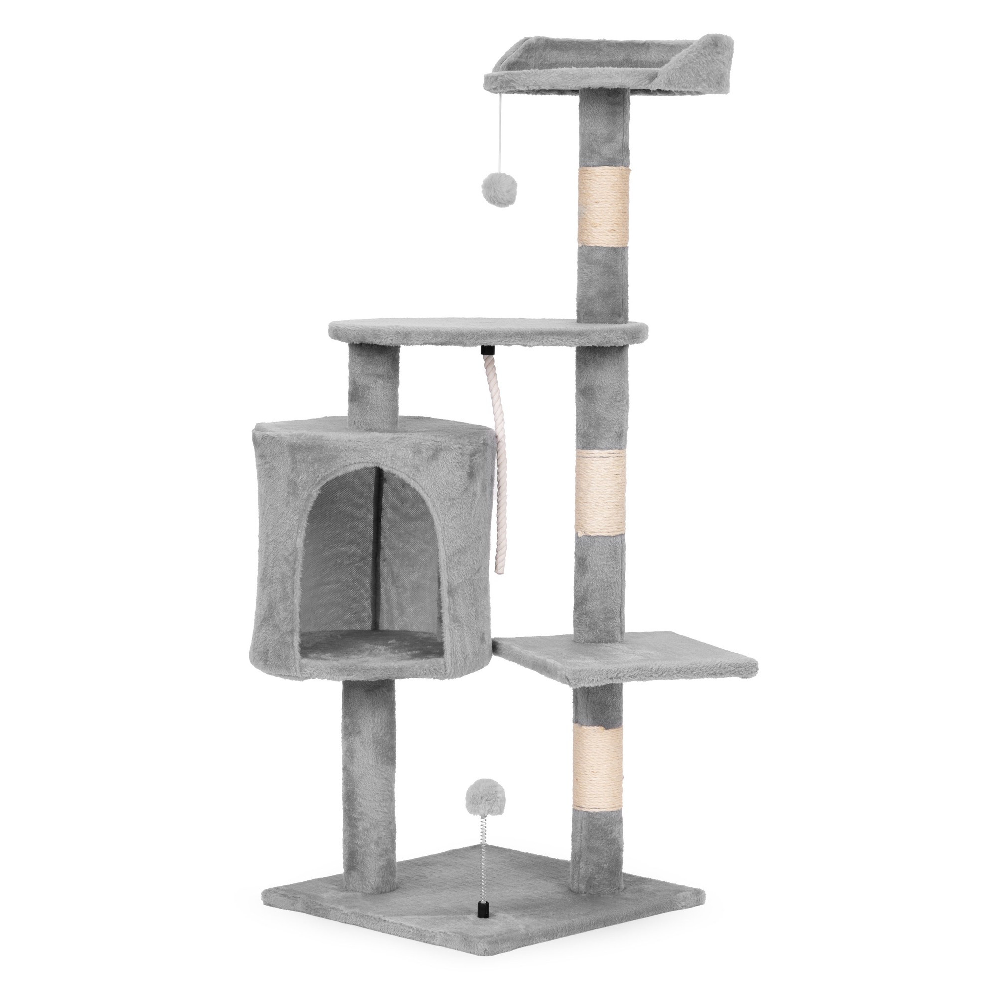 Arbre à chat avec maisonnette, 110 cm, gris