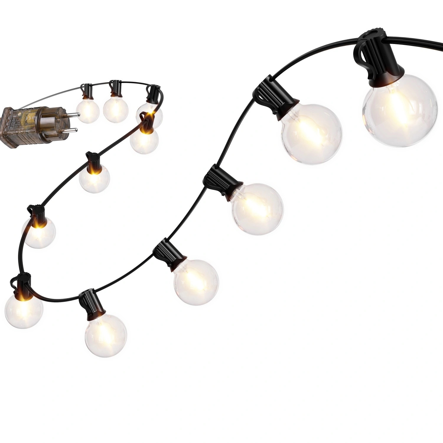 Outdoor LED String Lights, 15m, 25 Bulbs, 9 Modes