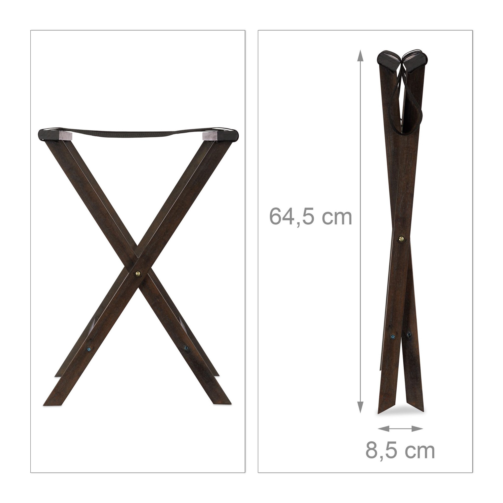 Folding suitcase stand in dark brown