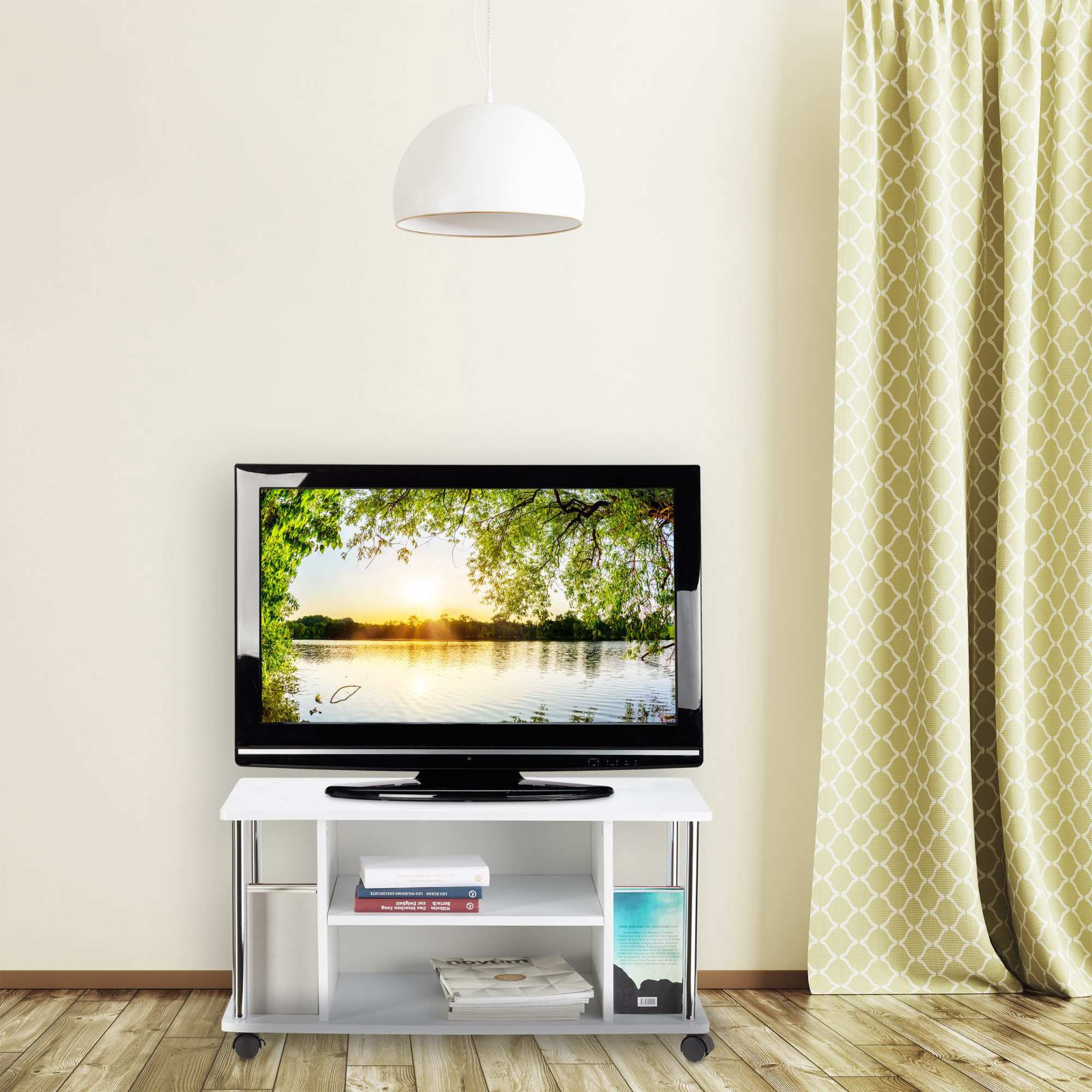 TV-Tisch weiß mit Rollen