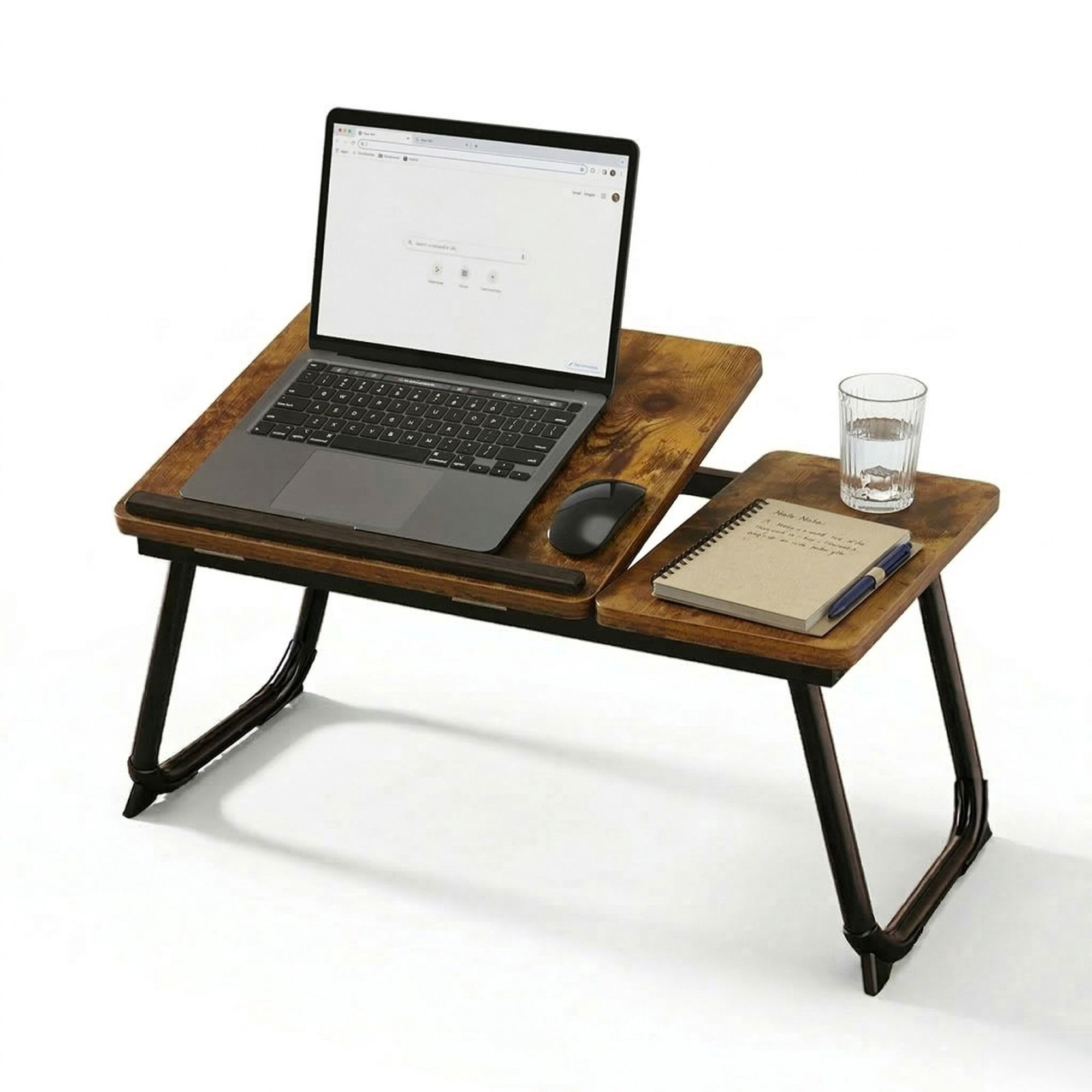 Adjustable Laptop Table – Foldable, Tilting Wood-Effect Top