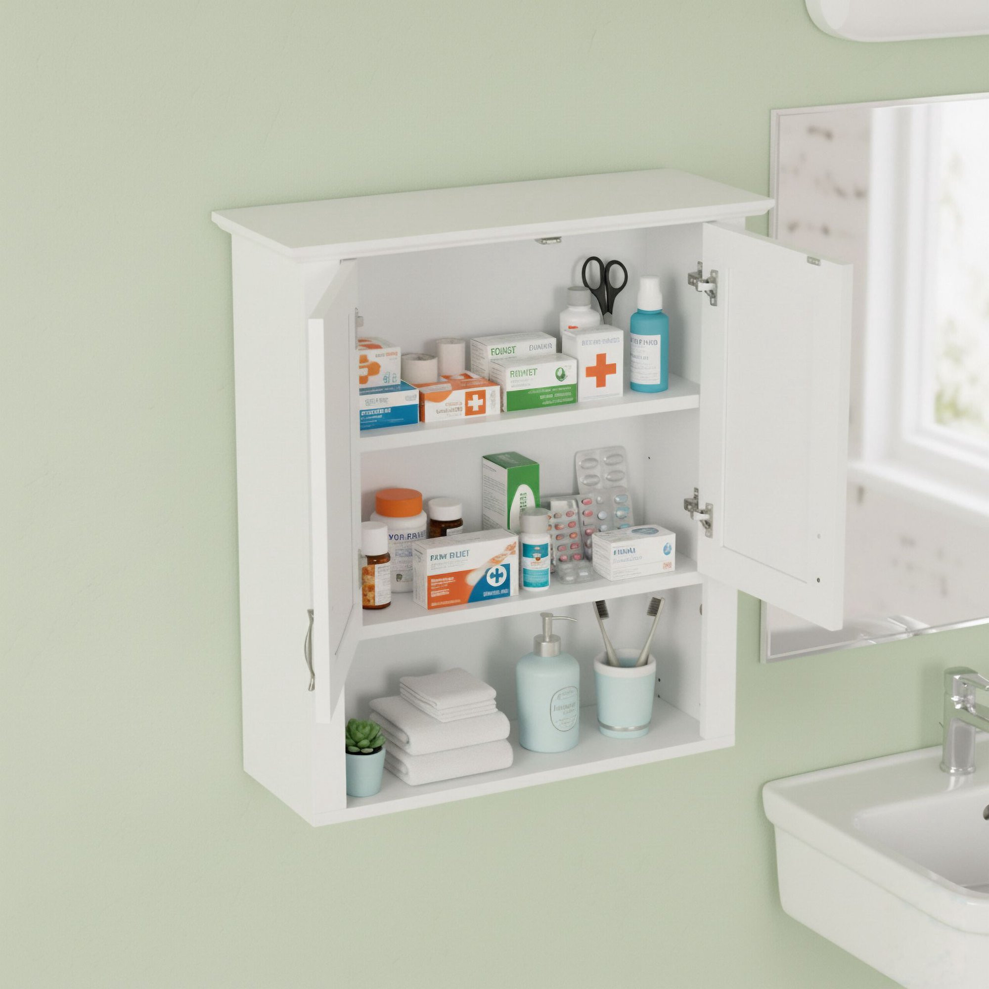 Wandschrank mit 3 Fächern für Badezimmer oder Küche