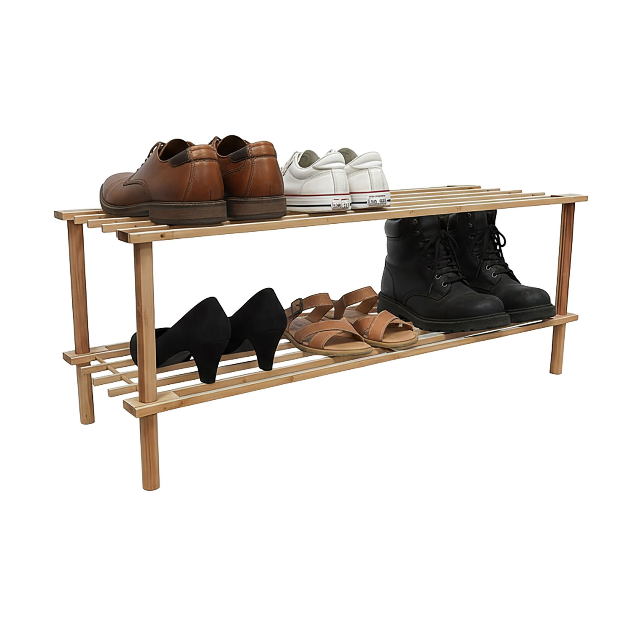 Sapateira de bambu, compacta, comporta 9 pares.