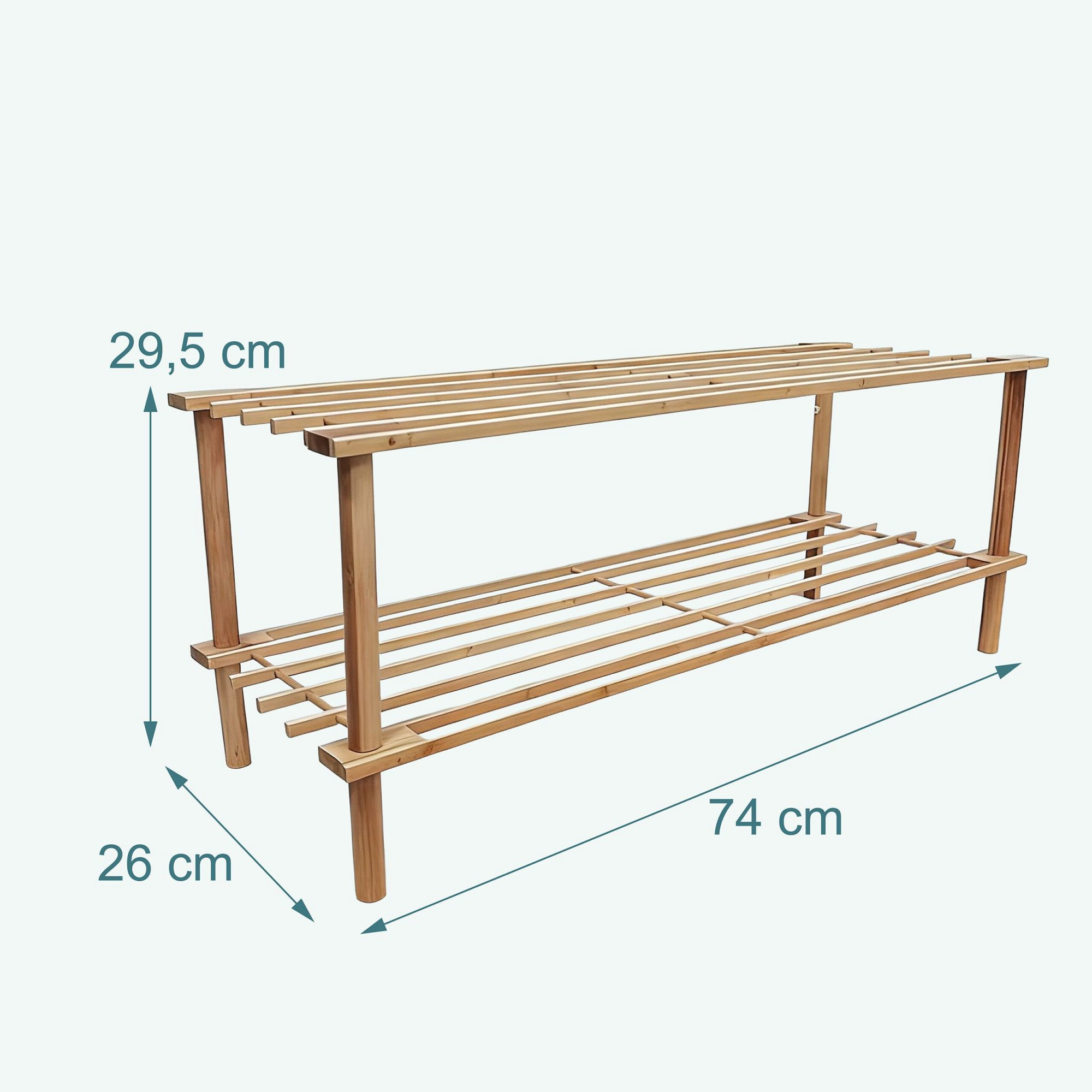 Sapateira de bambu, compacta, comporta 9 pares.