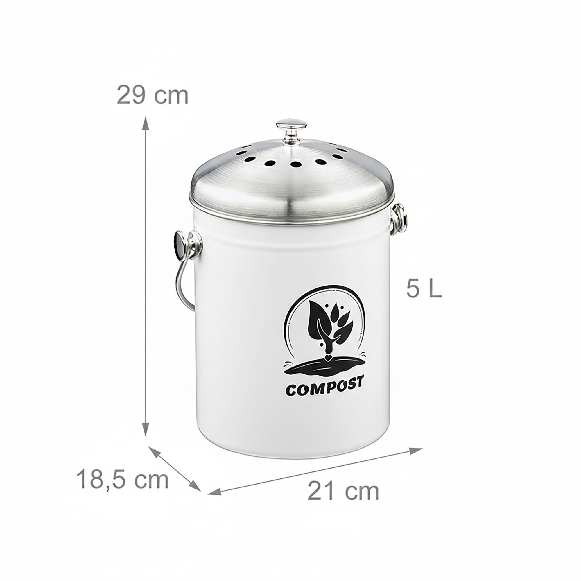 5L Stainless Steel Compost Bin with Filter
