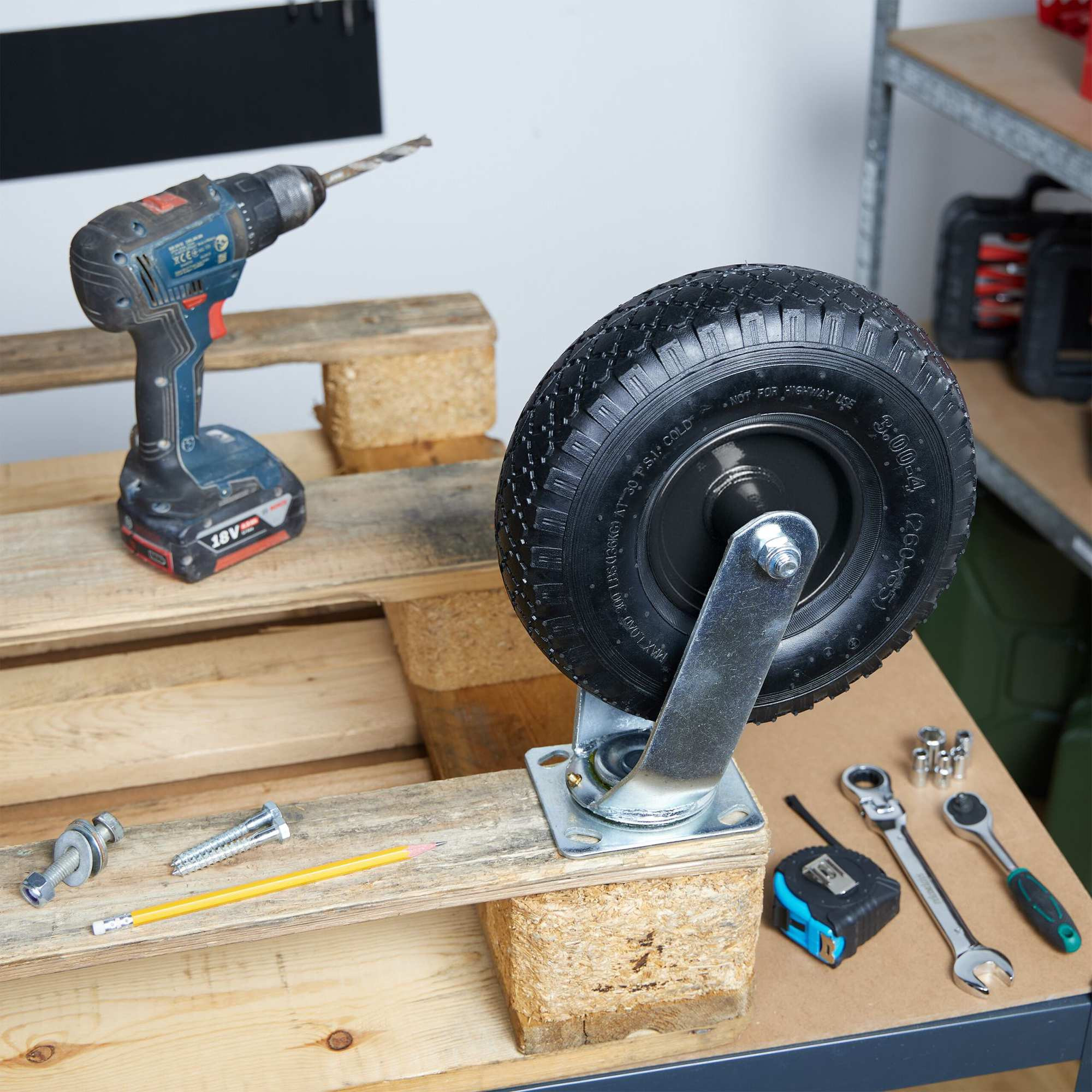 Lenkrollen-Set mit Luftreifen – 2er-Pack
