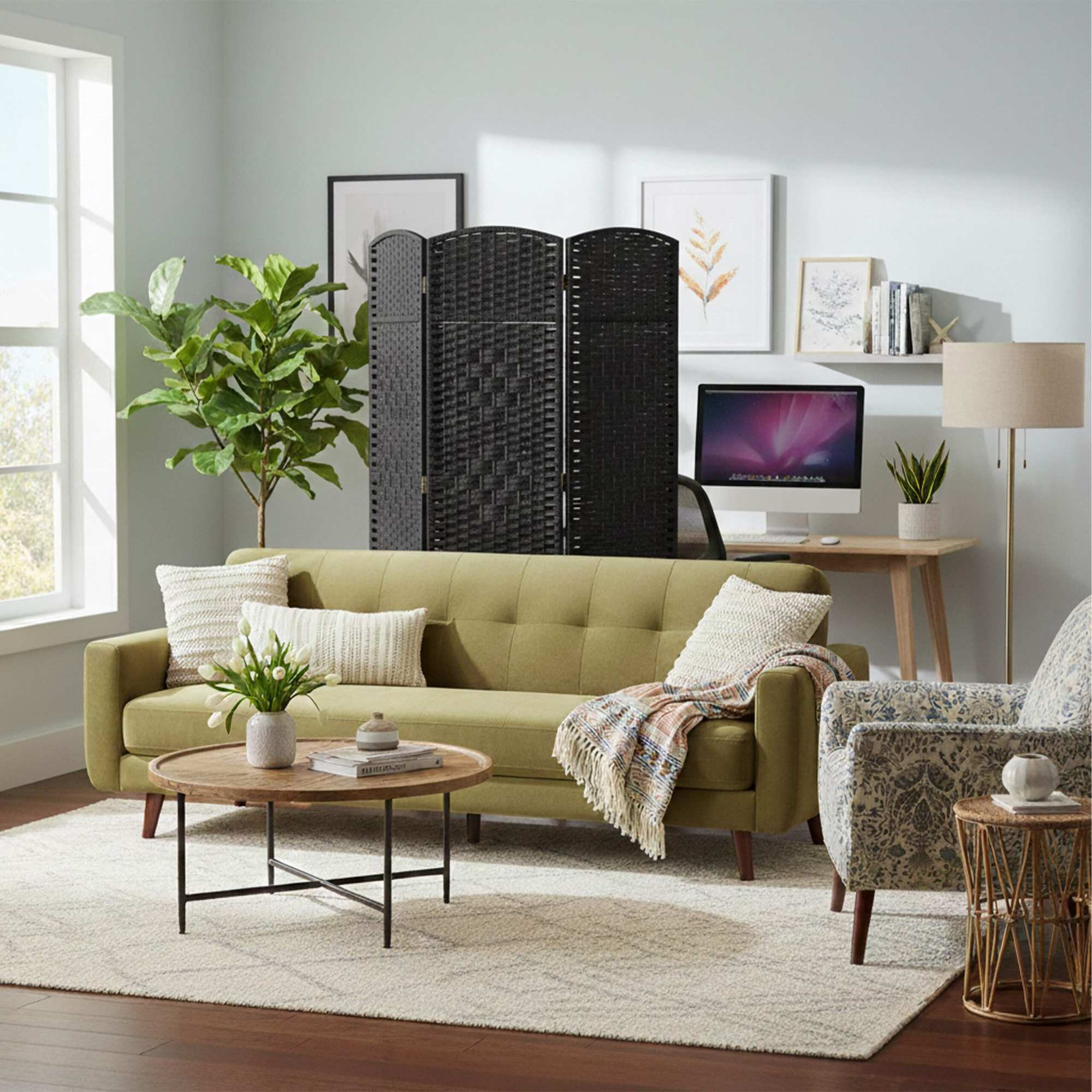 3-Panel Room Divider Folding Screen