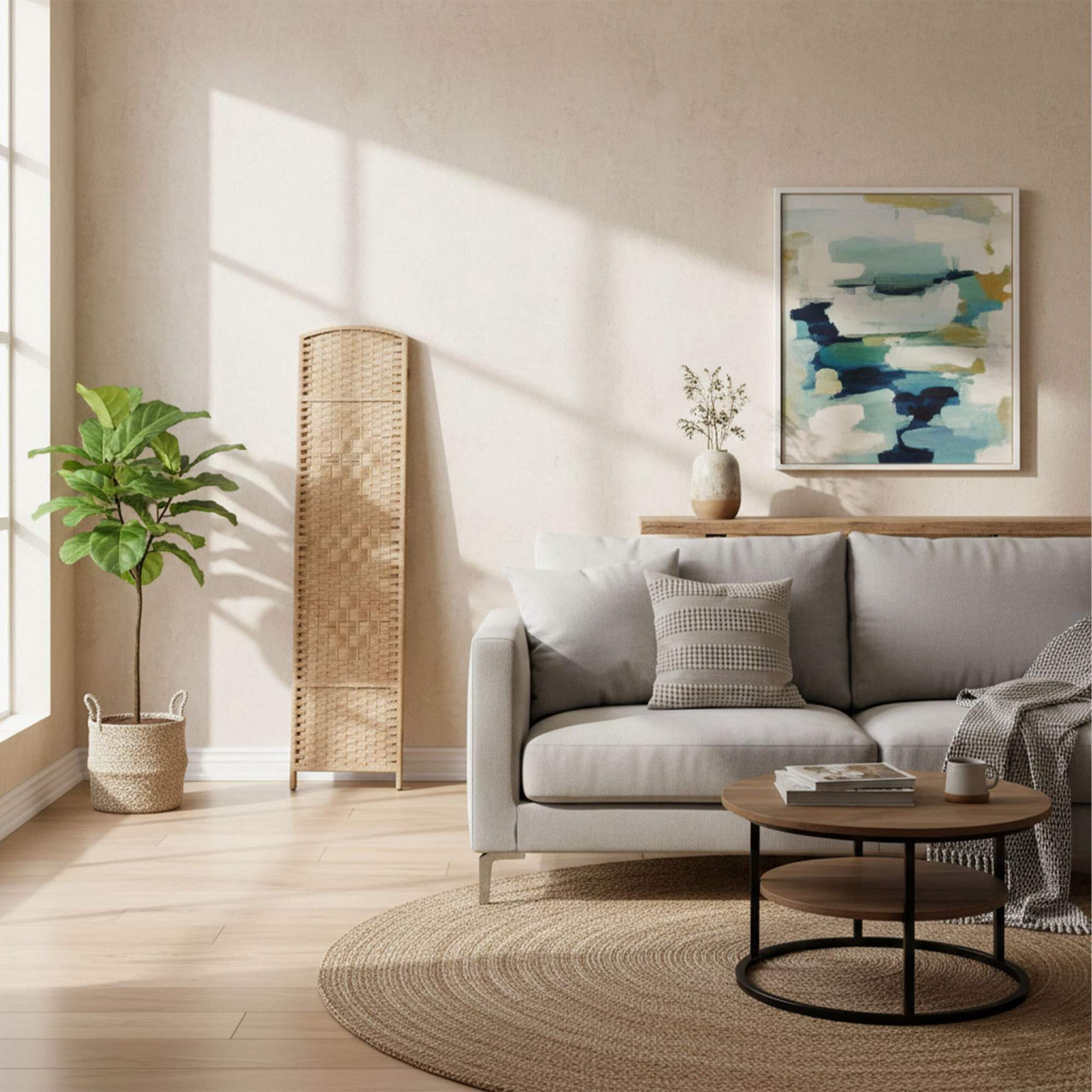 6-Panel Room Divider Folding Screen
