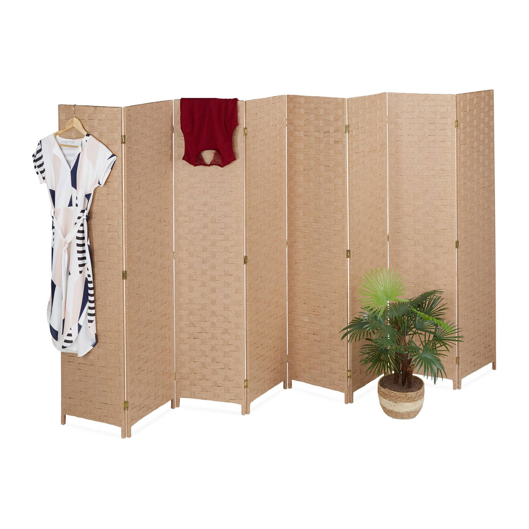 Folding Screen Room Divider, 8-Panel, Space-Saving Design