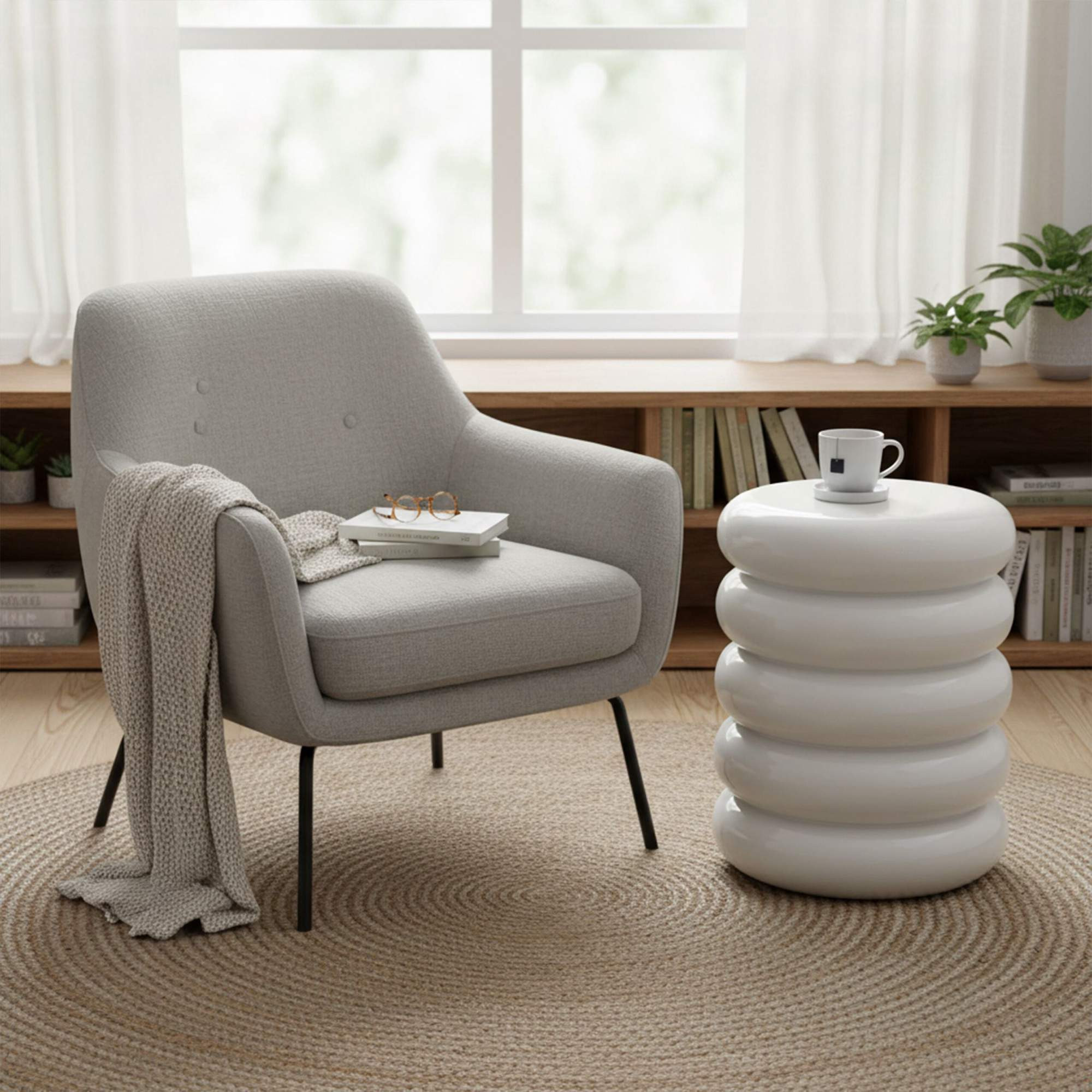 Side Table & Stool – Iron Bubble Design
