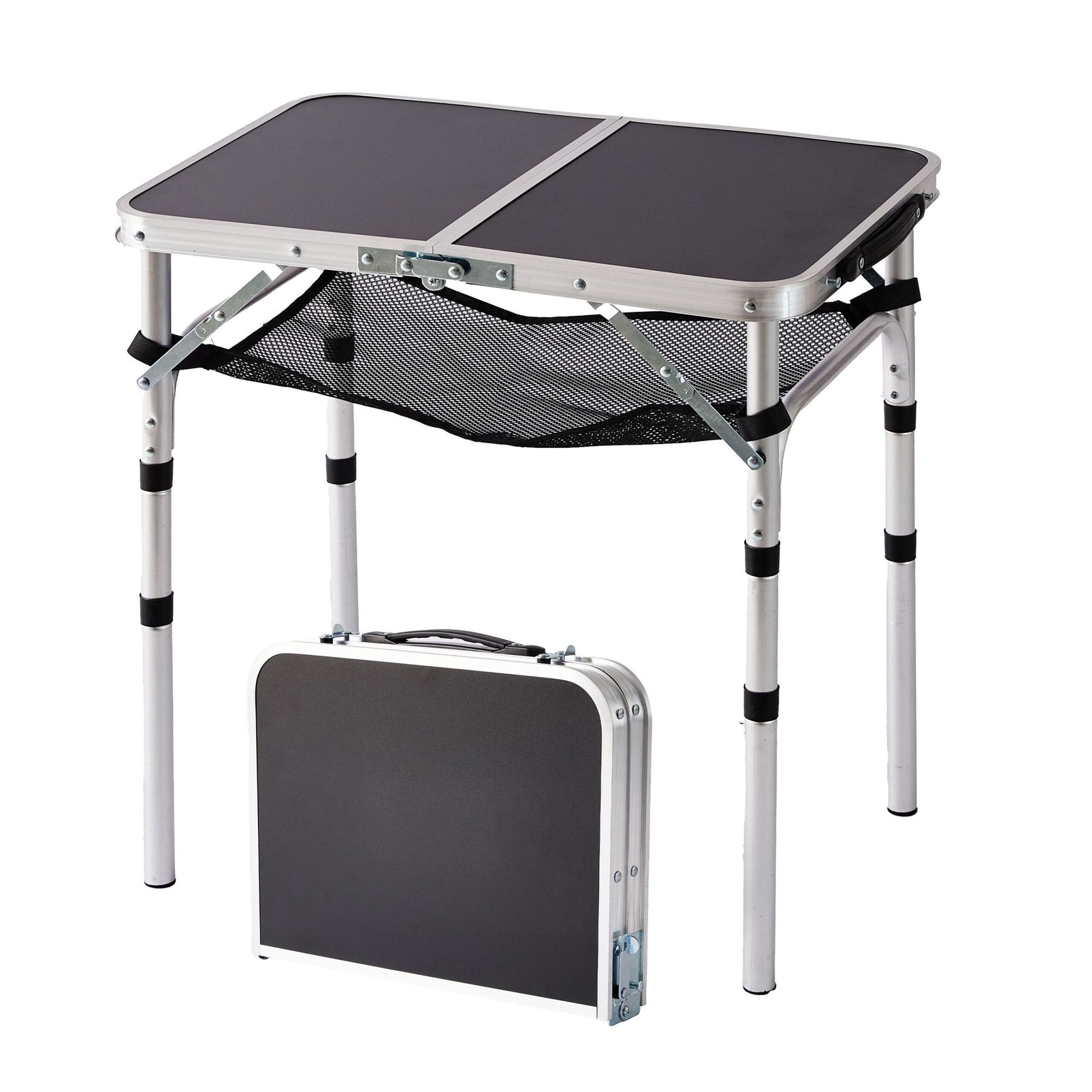 Height-Adjustable Folding Camping Table, Aluminium Frame