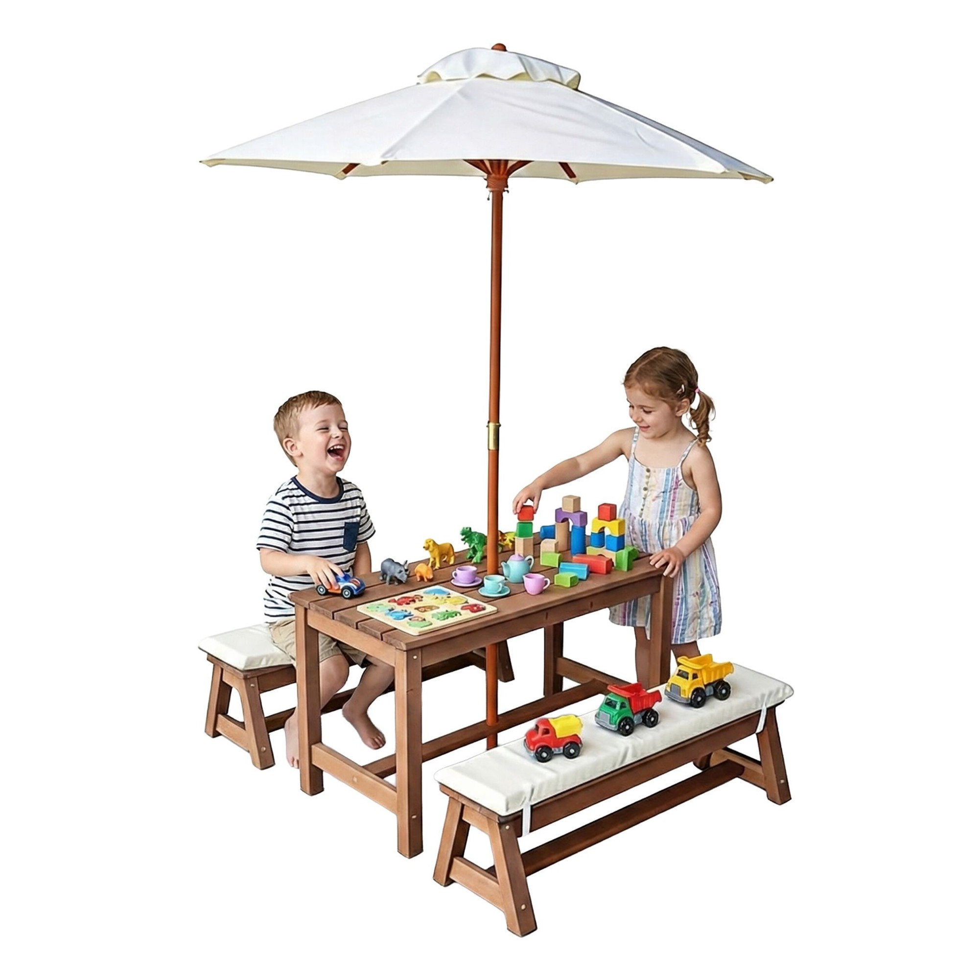 Set da picnic per bambini con ombrellone e cuscini