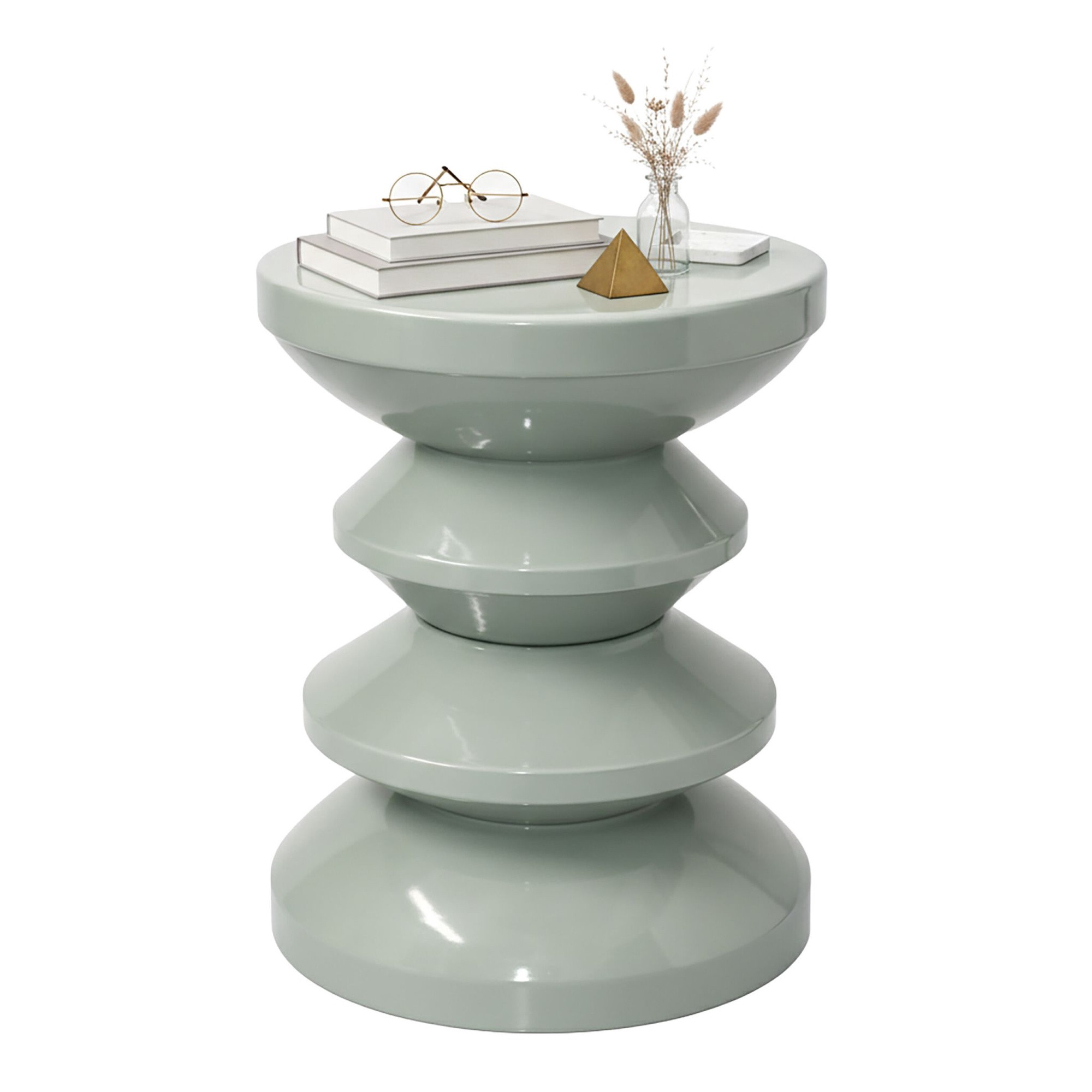 Side Table & Stool, Zigzag Design, 1960s–70s Style