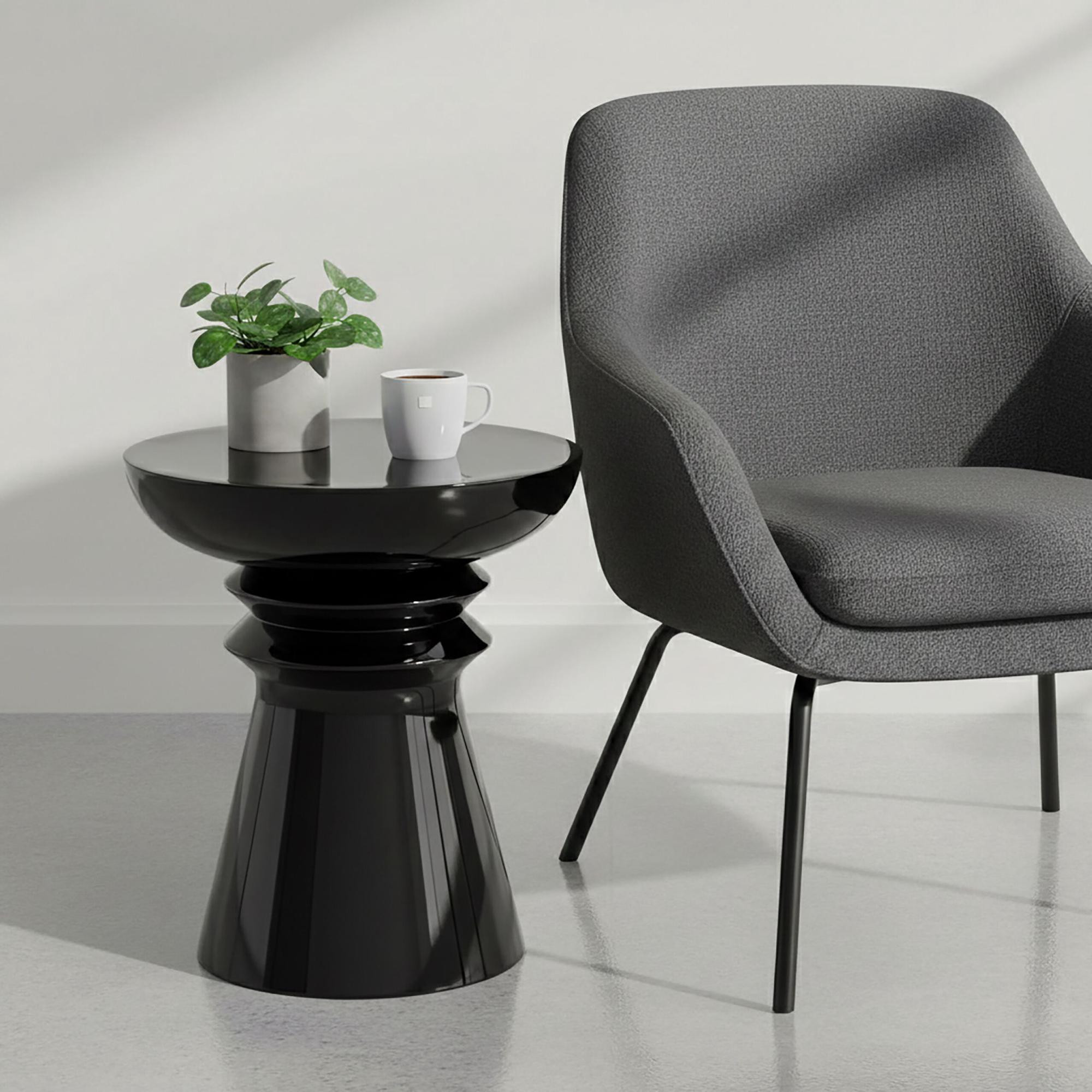 Side Table & Stool, Chess-Piece Silhouette Design