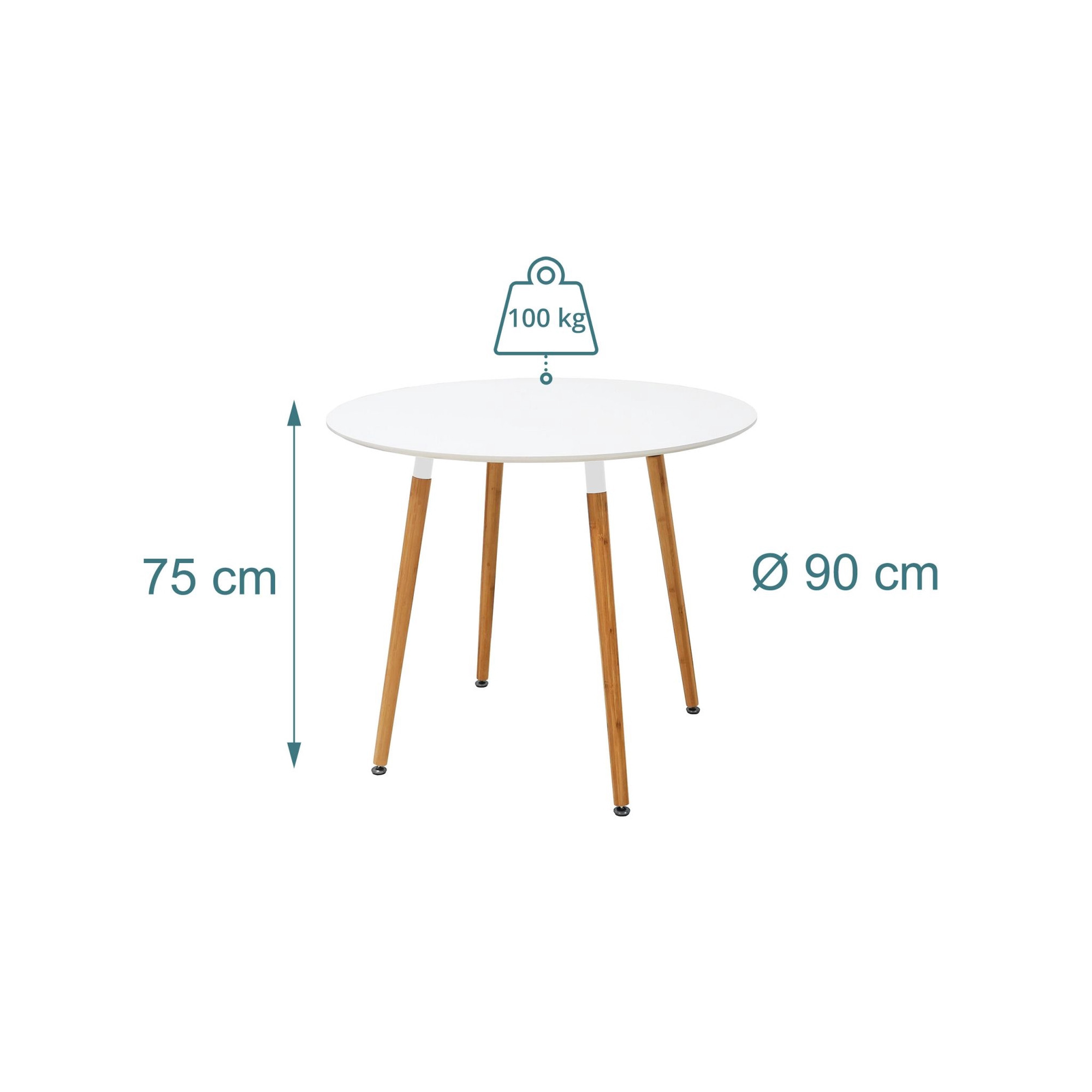 Round Dining Table with Bamboo Legs – Seats 4