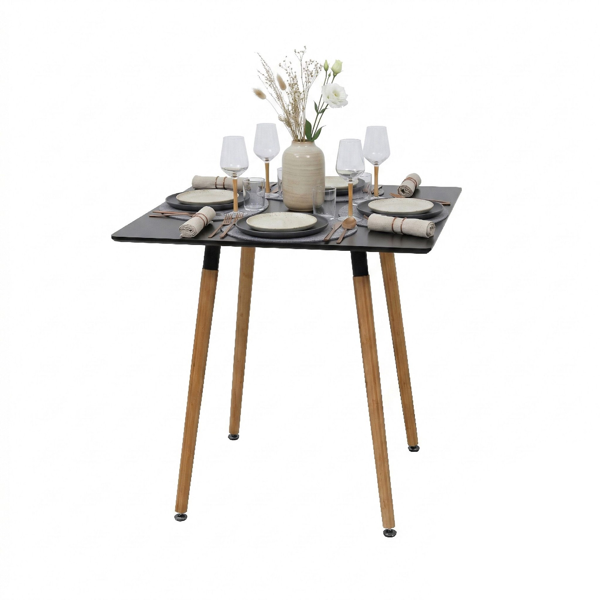 Square Dining Table, MDF Top, Bamboo Legs