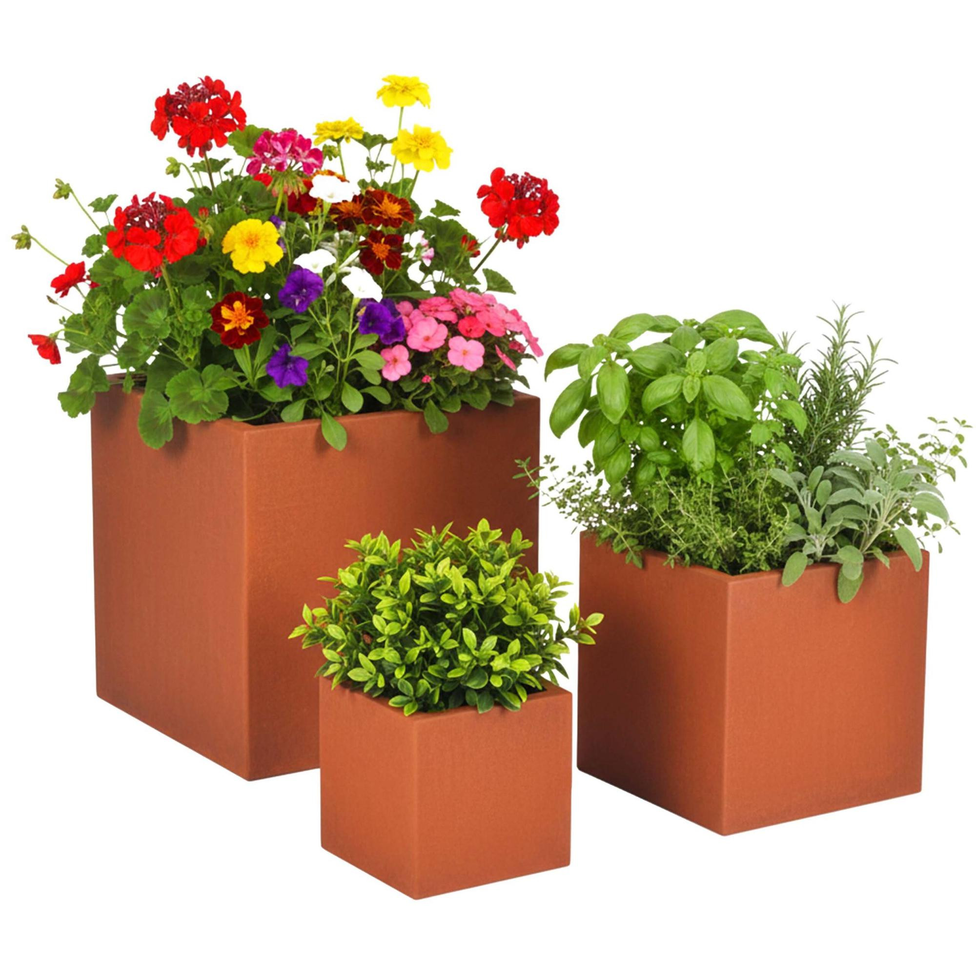 Rustic Carbon Steel Planter Set – 3 Sizes