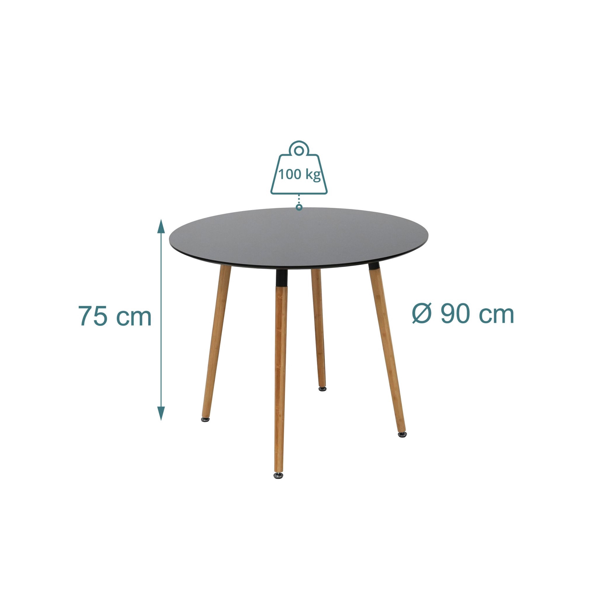 Round Dining Table, Bamboo Legs, Seats 4