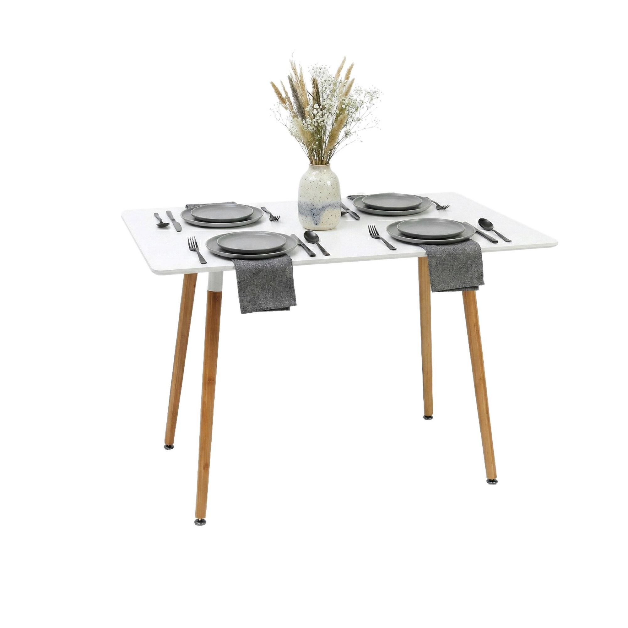Square Dining Table with Bamboo Legs, Seats 4
