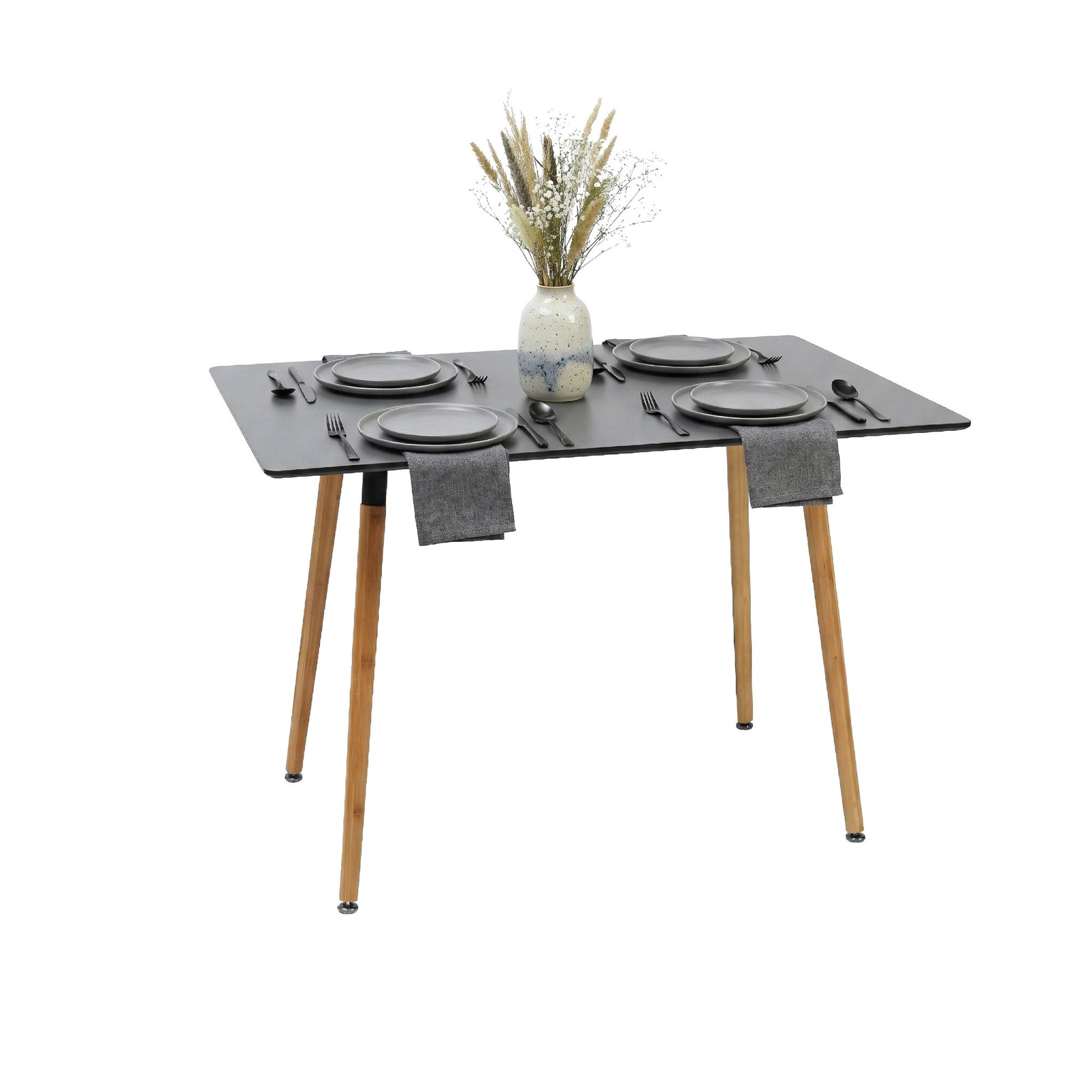 Square Dining Table with Bamboo Legs