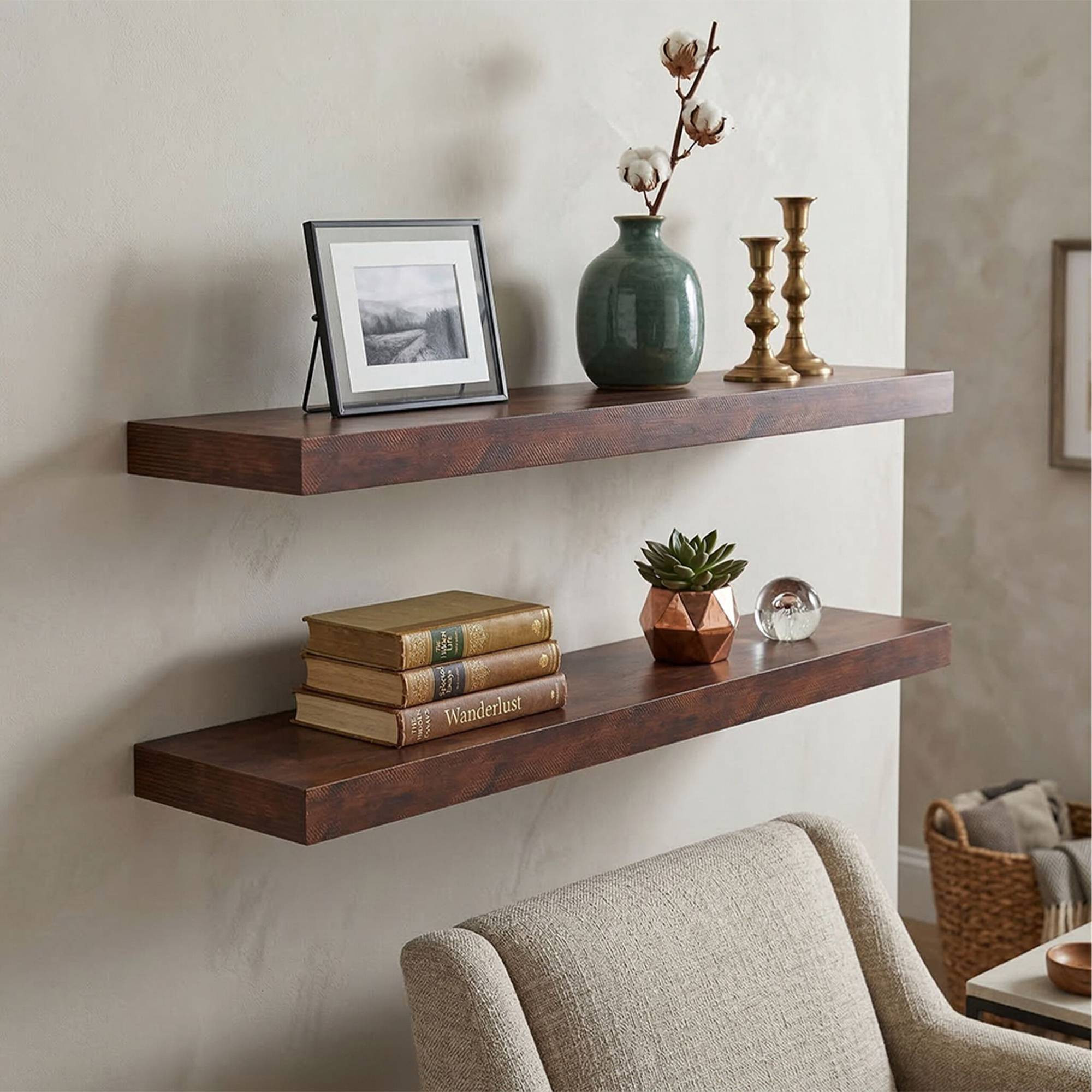 Wandregal mit Metallhalterung – Wohnzimmer oder Küche