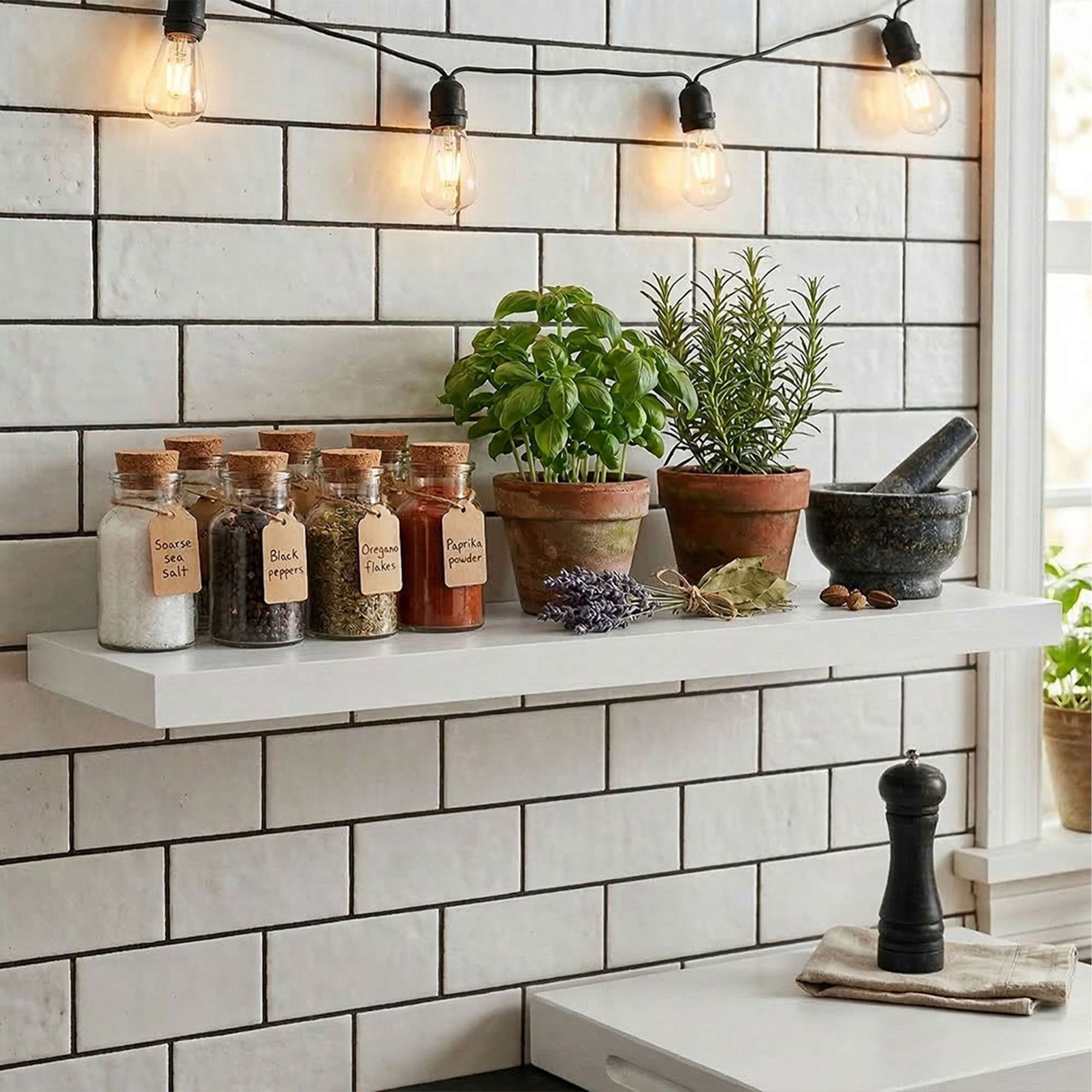Wandregal mit Metallhalterung – Wohnzimmer oder Küche