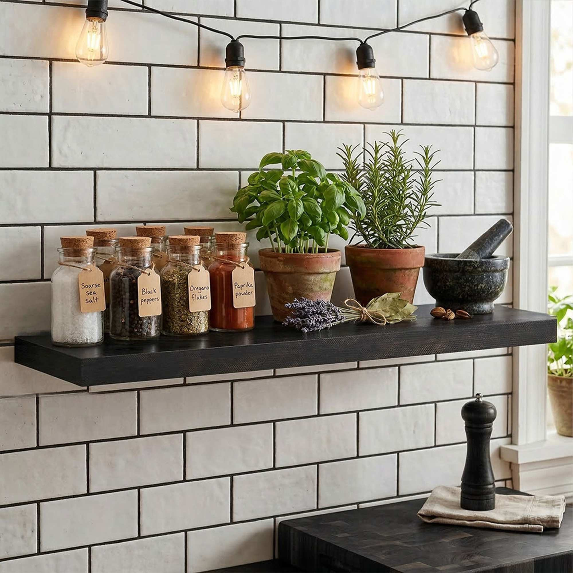 Wandregal mit Metallhalterung – Wohnzimmer oder Küche