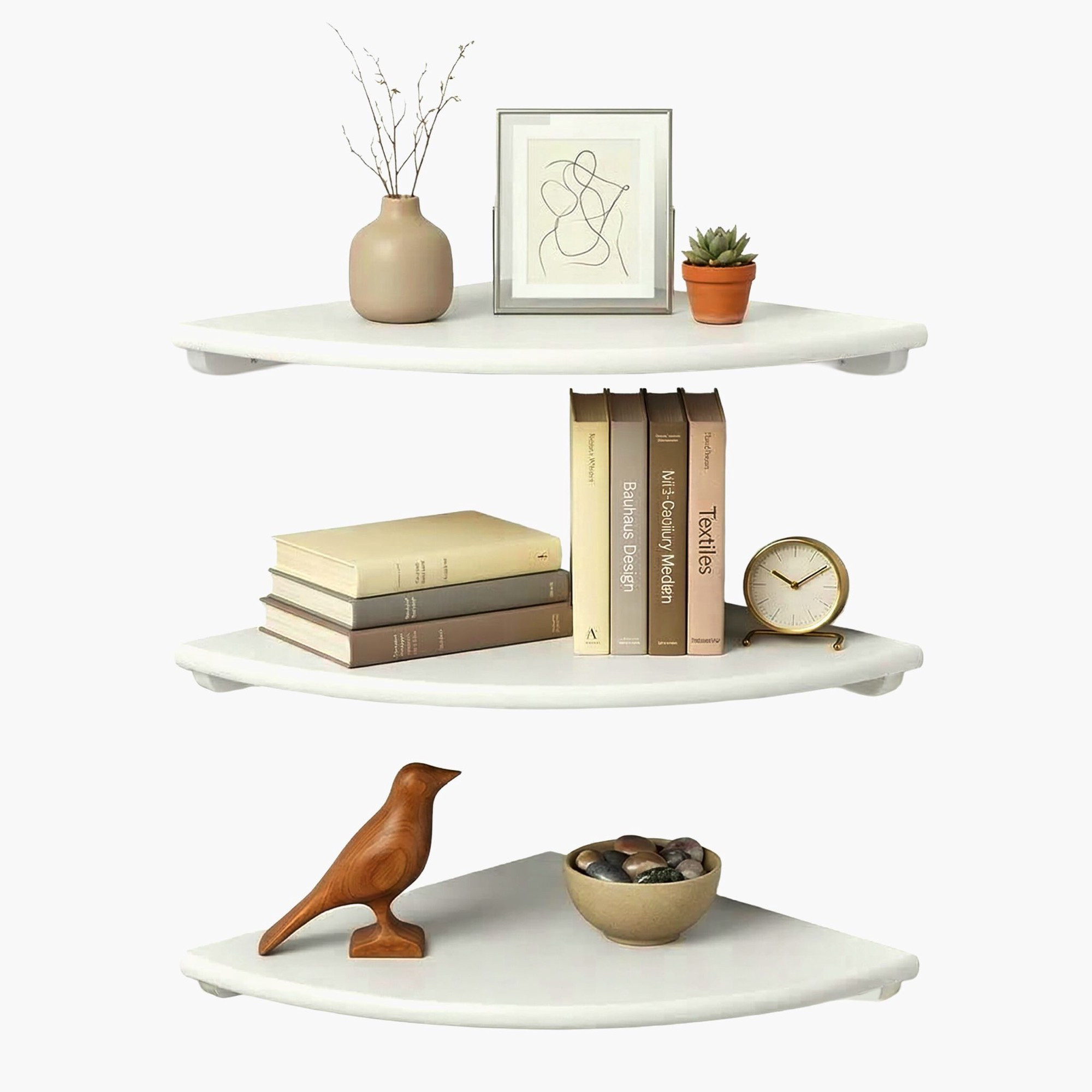 Corner Wall Shelf, Walnut – Space-Saving Storage