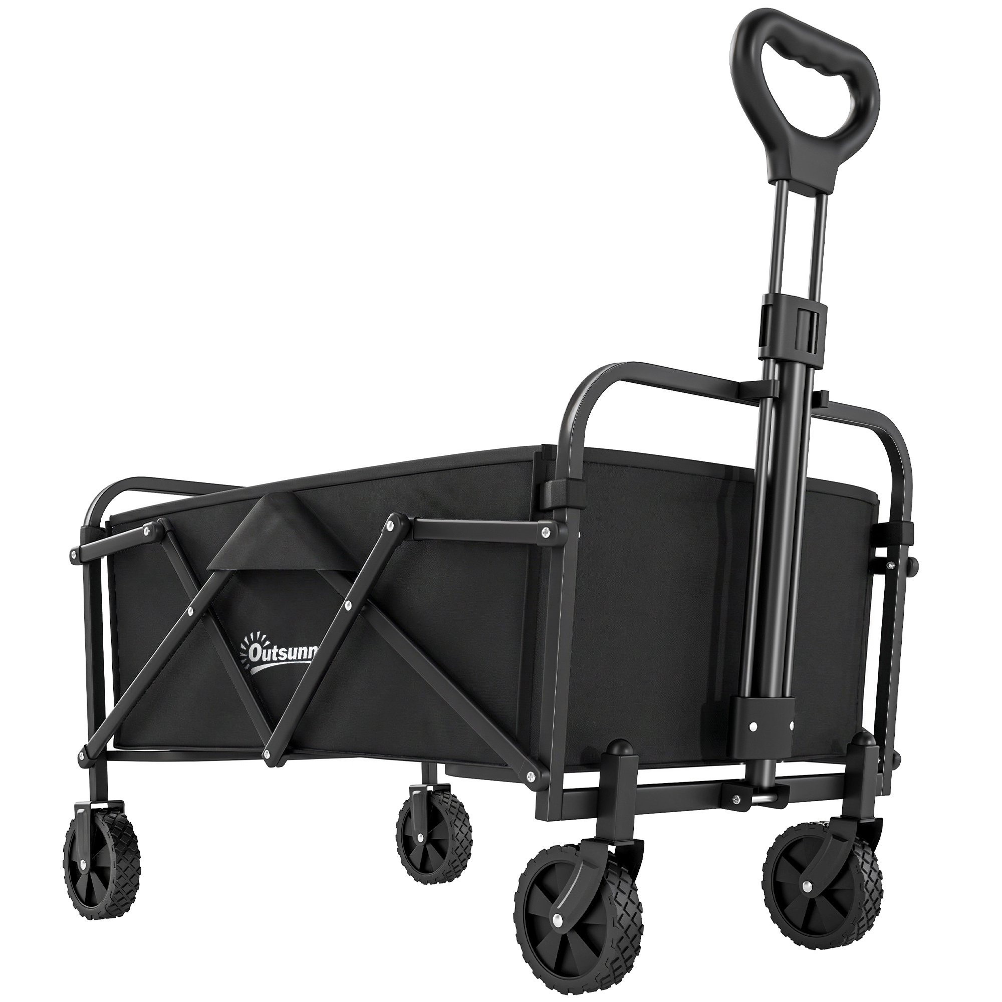 Folding Wagon with Adjustable Handle, 68kg Capacity, Black
