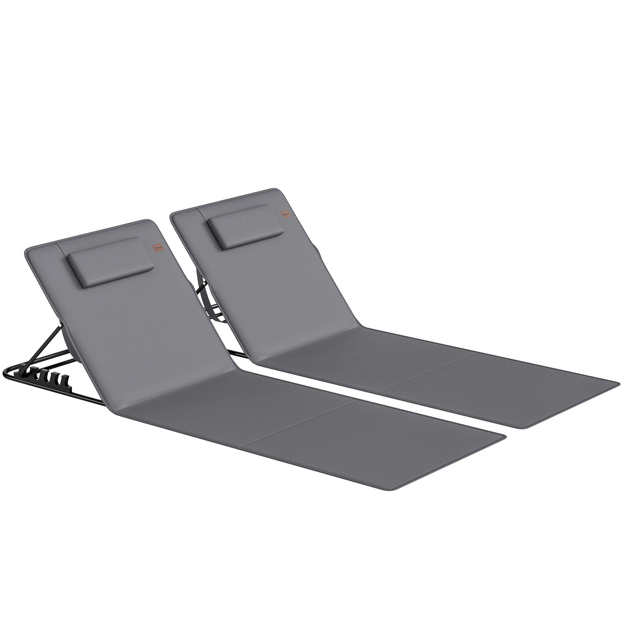 Beach Lounger Set, Adjustable Backrest, Portable, 2-Pack