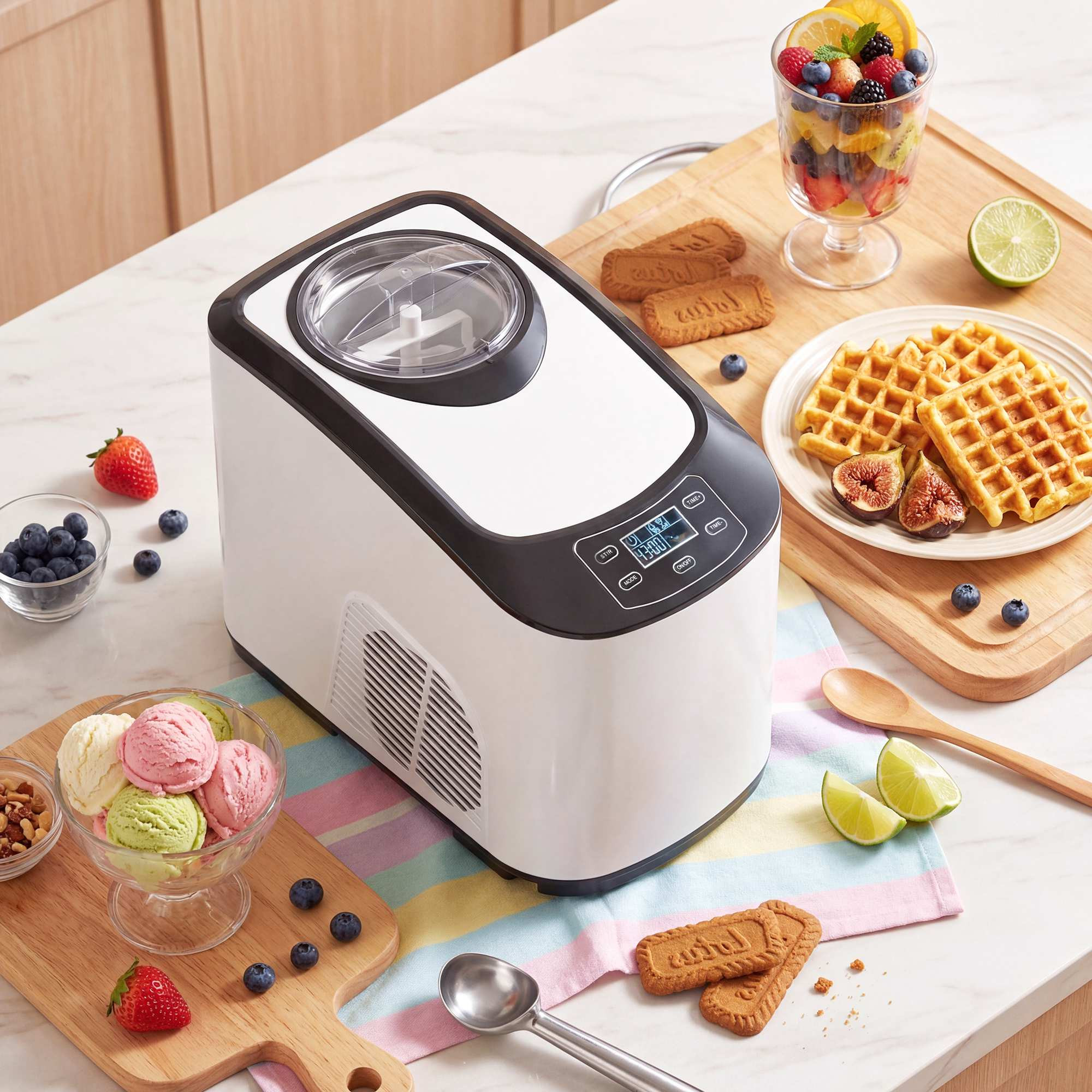 Ice Cream Maker with Compressor, 1.5L, White