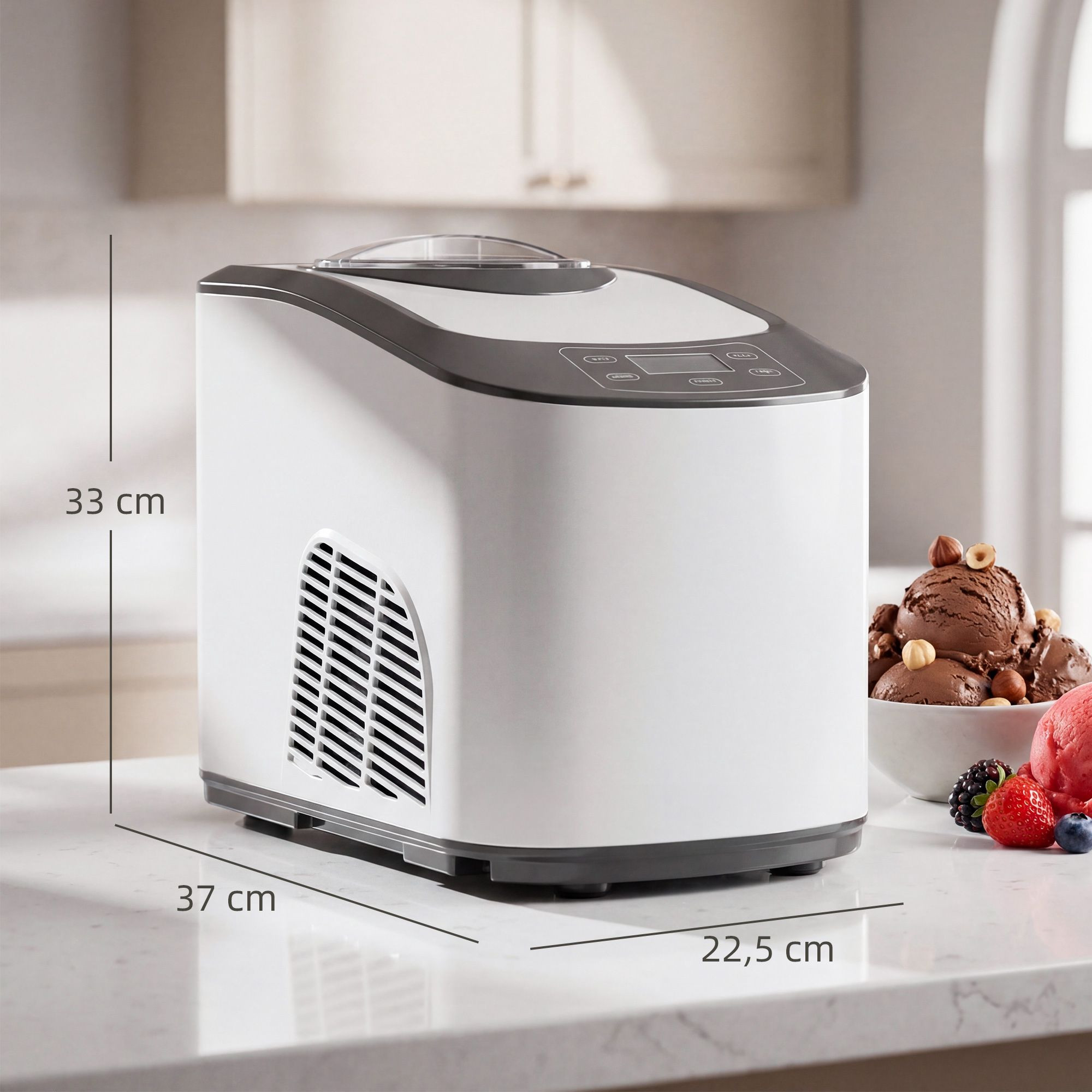 Ice Cream Maker with Compressor, 1.5L, White