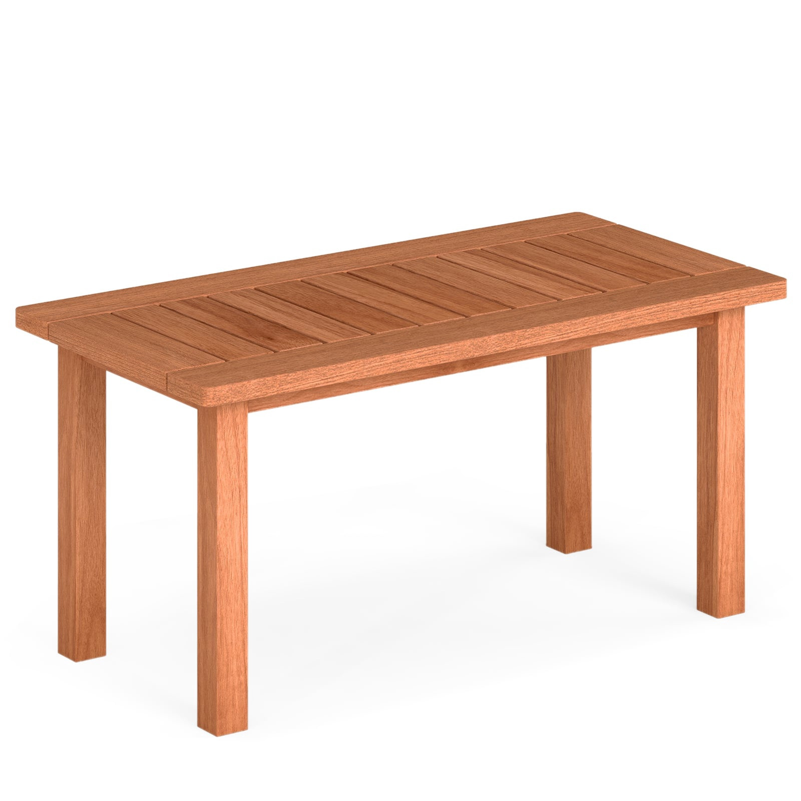 Mesa de centro retangular de madeira com tampo ripado, 90x45x43,5cm