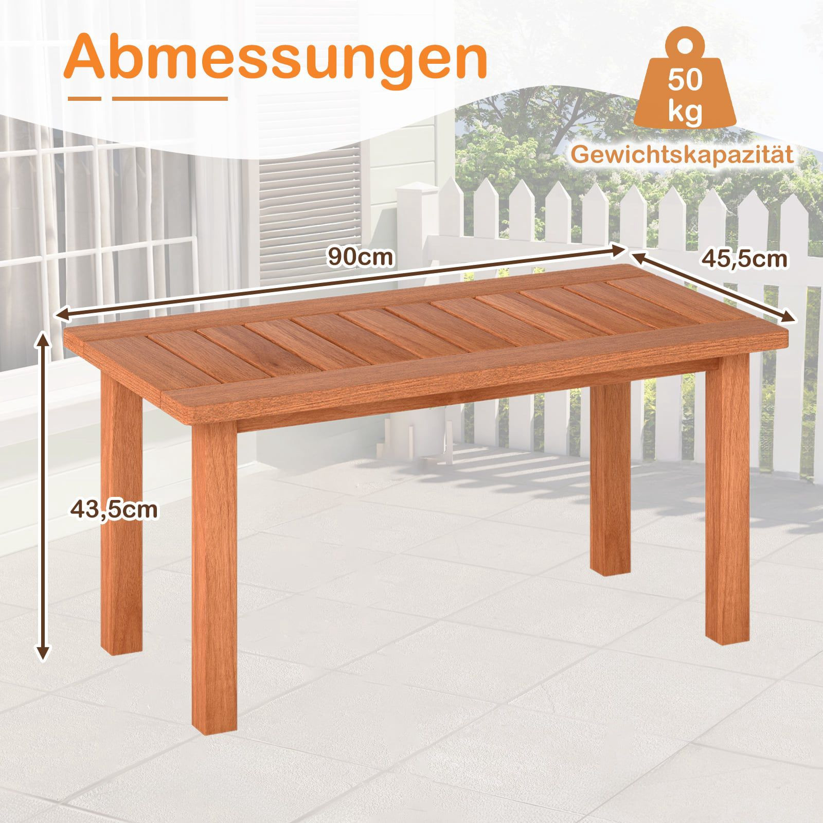 Mesa de centro rectangular de madera con tablero de listones, 90x45...