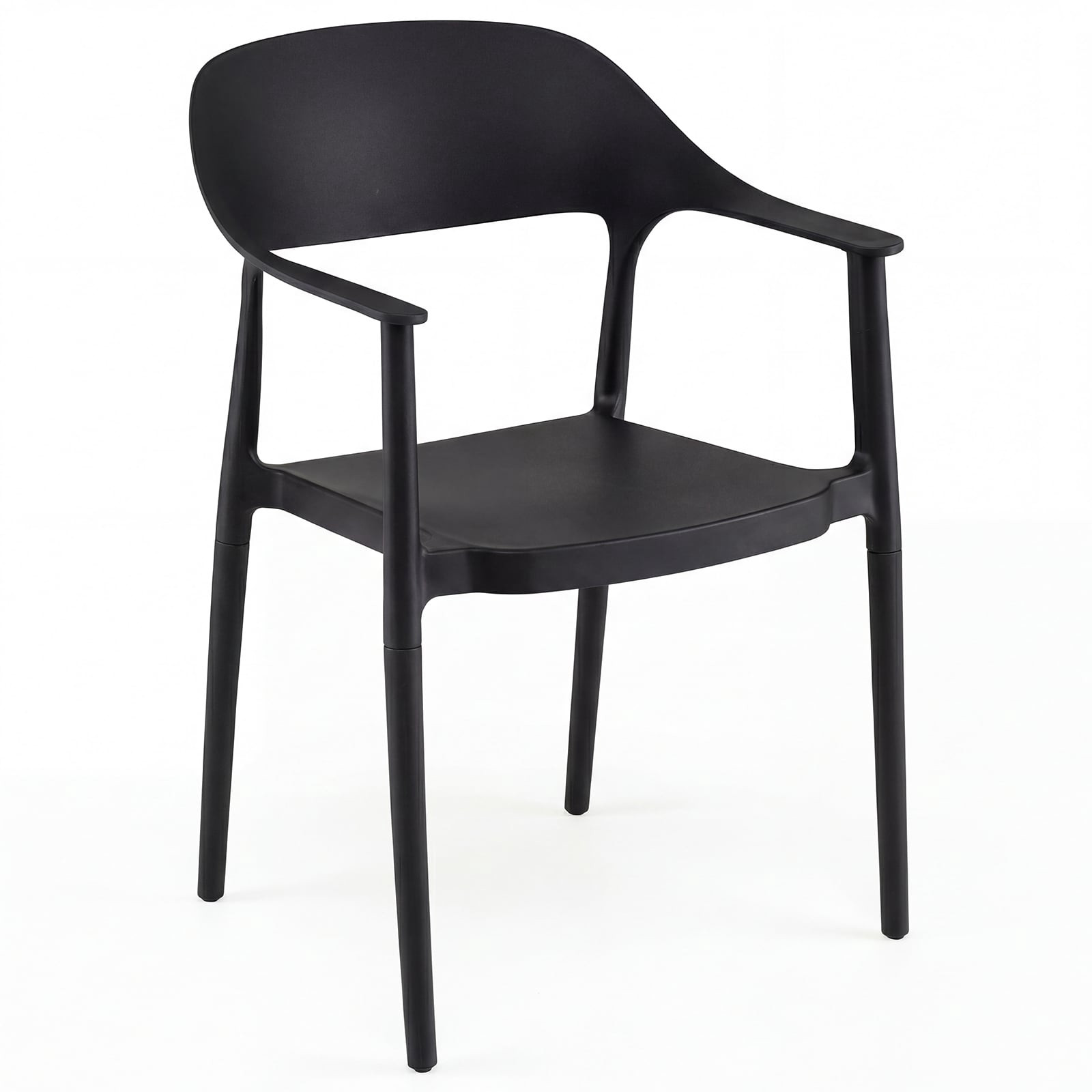 Stackable Black Dining Chair, 150 kg Capacity, Plastic