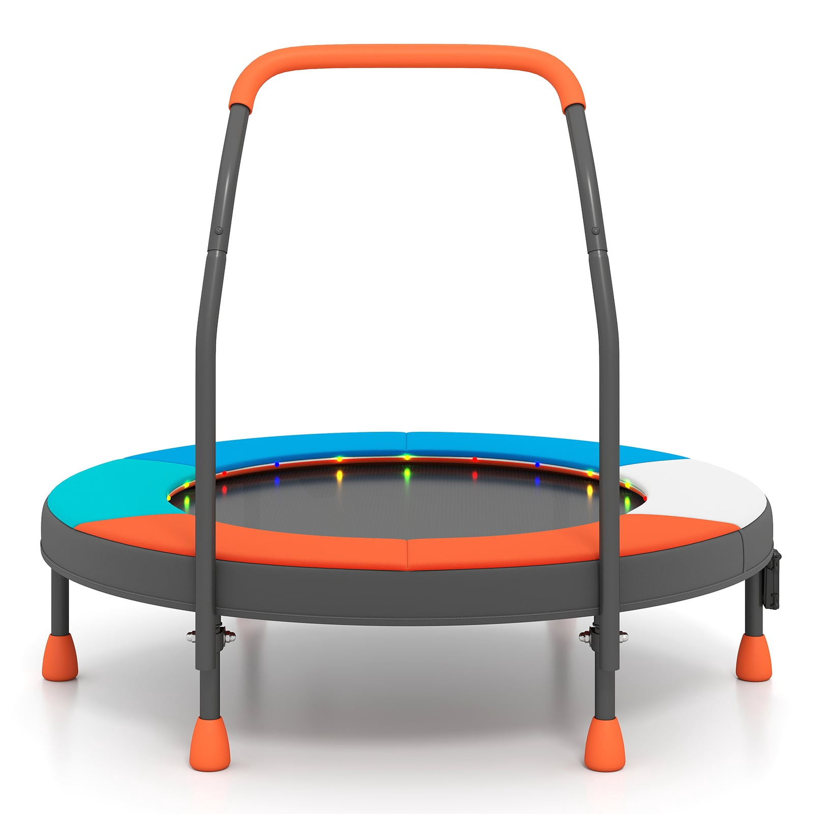 Kids Mini Trampoline with LED Lights & Handle, Foldable
