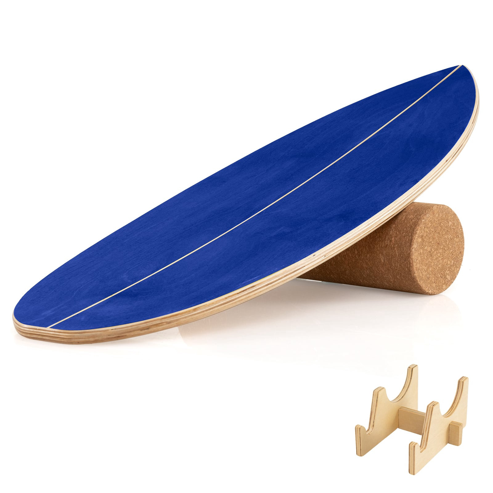 Balance Board Set mit Korkrolle, Birkenholz, Blau