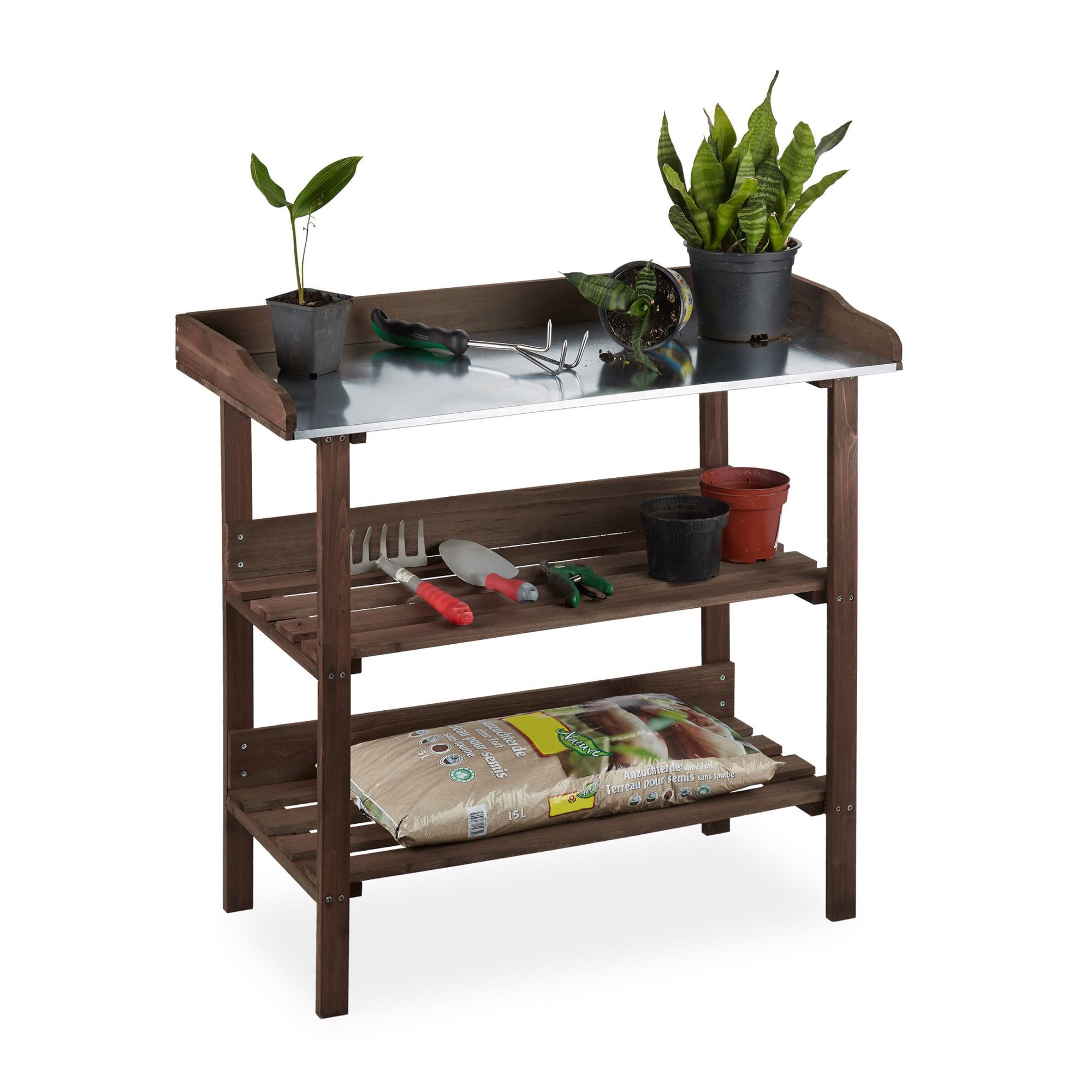 Mesa jardinera de madera