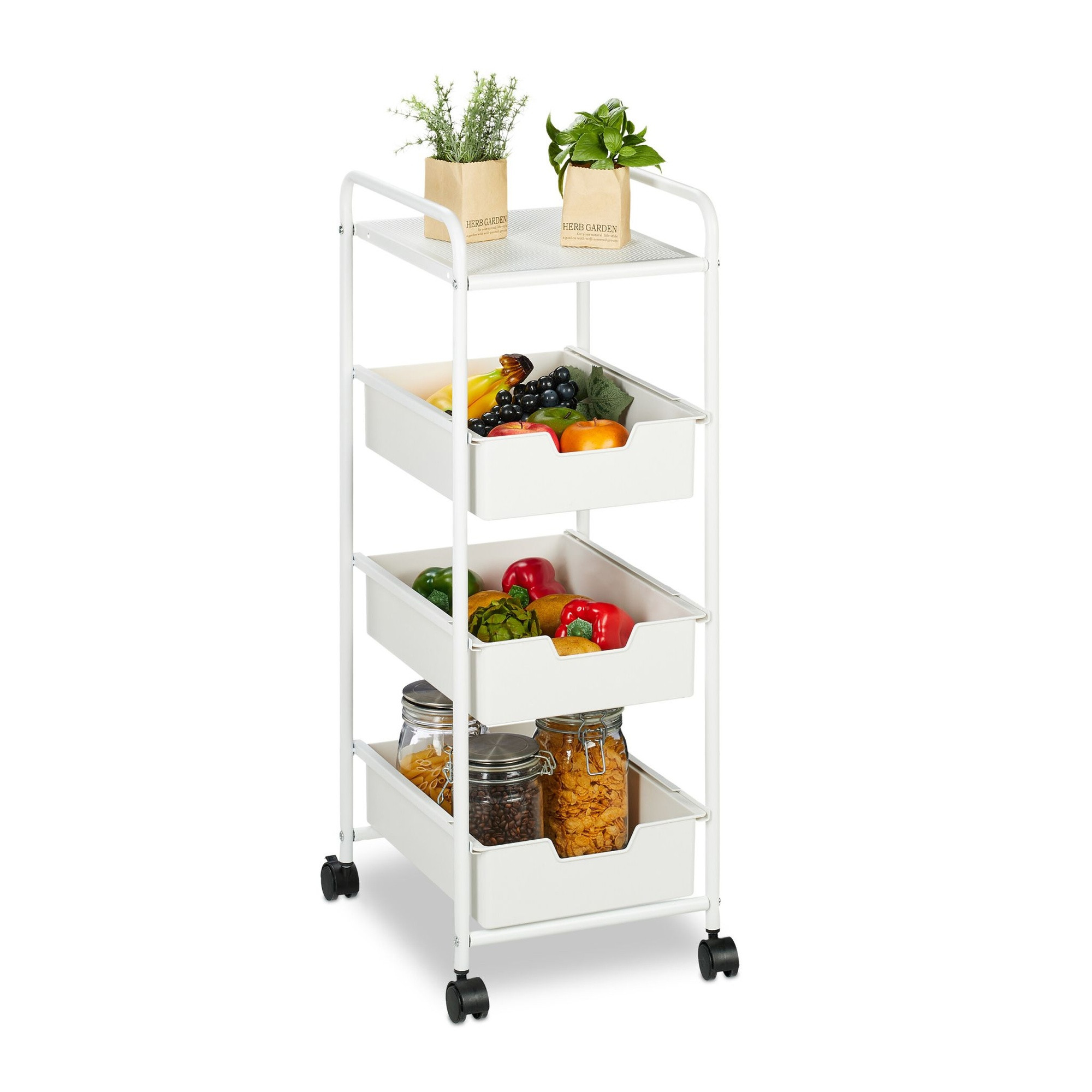 Carrello con 3 livelli e ripiano