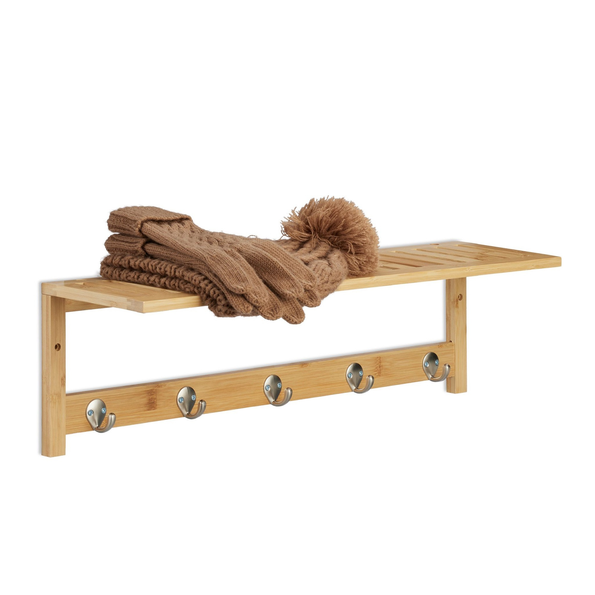 Wall shelf with 5 hooks