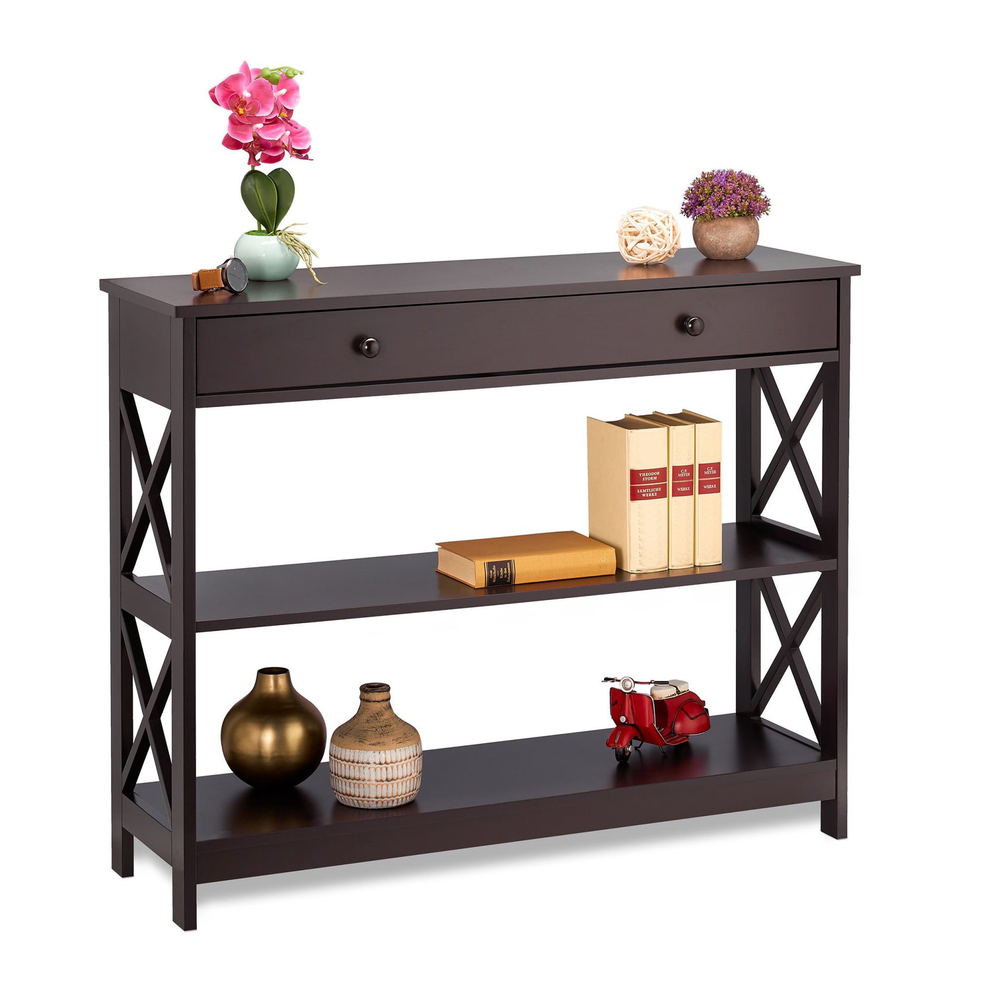 Mesa de console com gaveta e prateleira