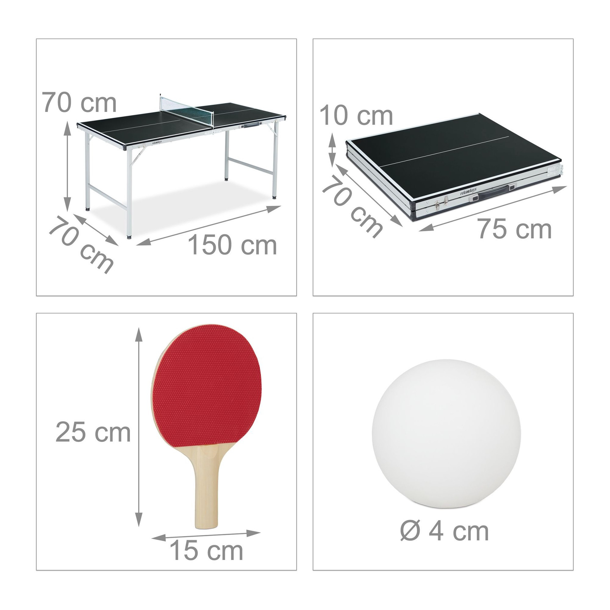 Table de ping-pong noire avec accessoires