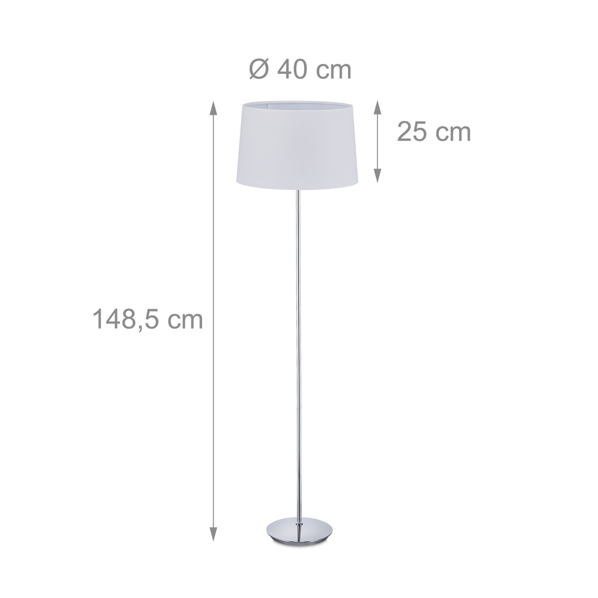 Luminária de chão com cúpula de tecido