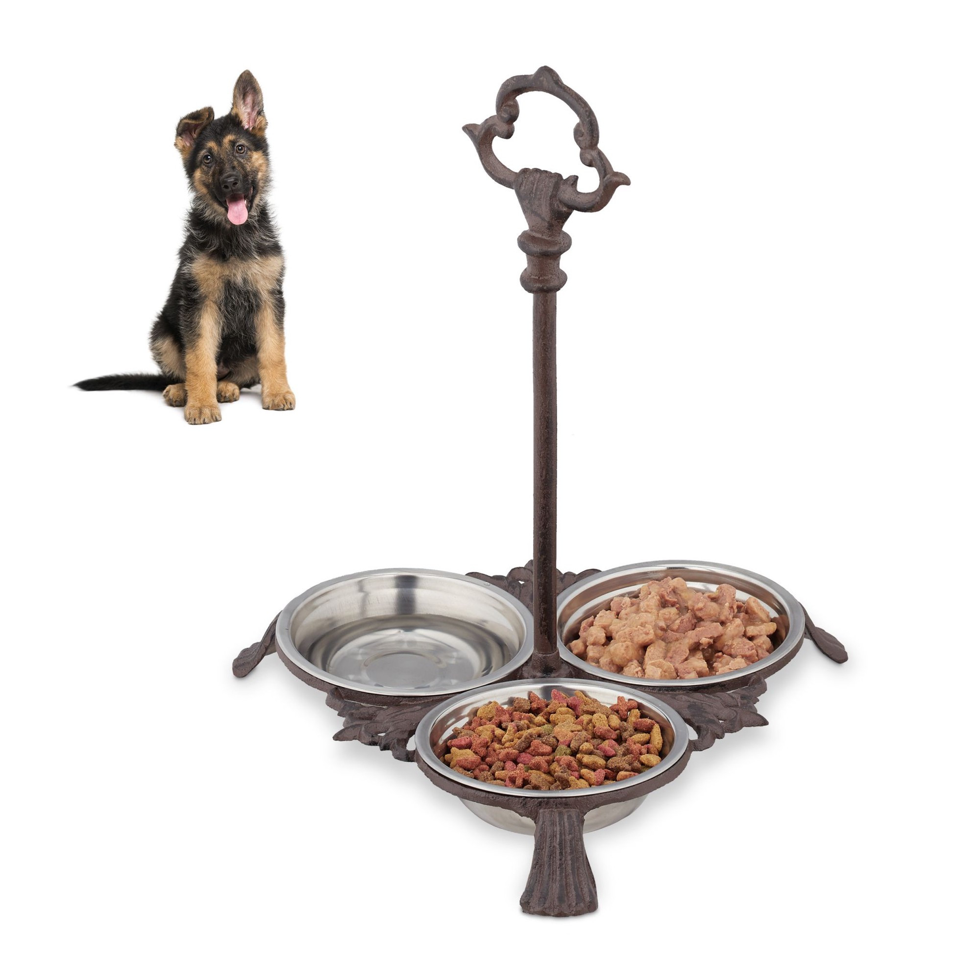3 tigelas de comida para cães com alças