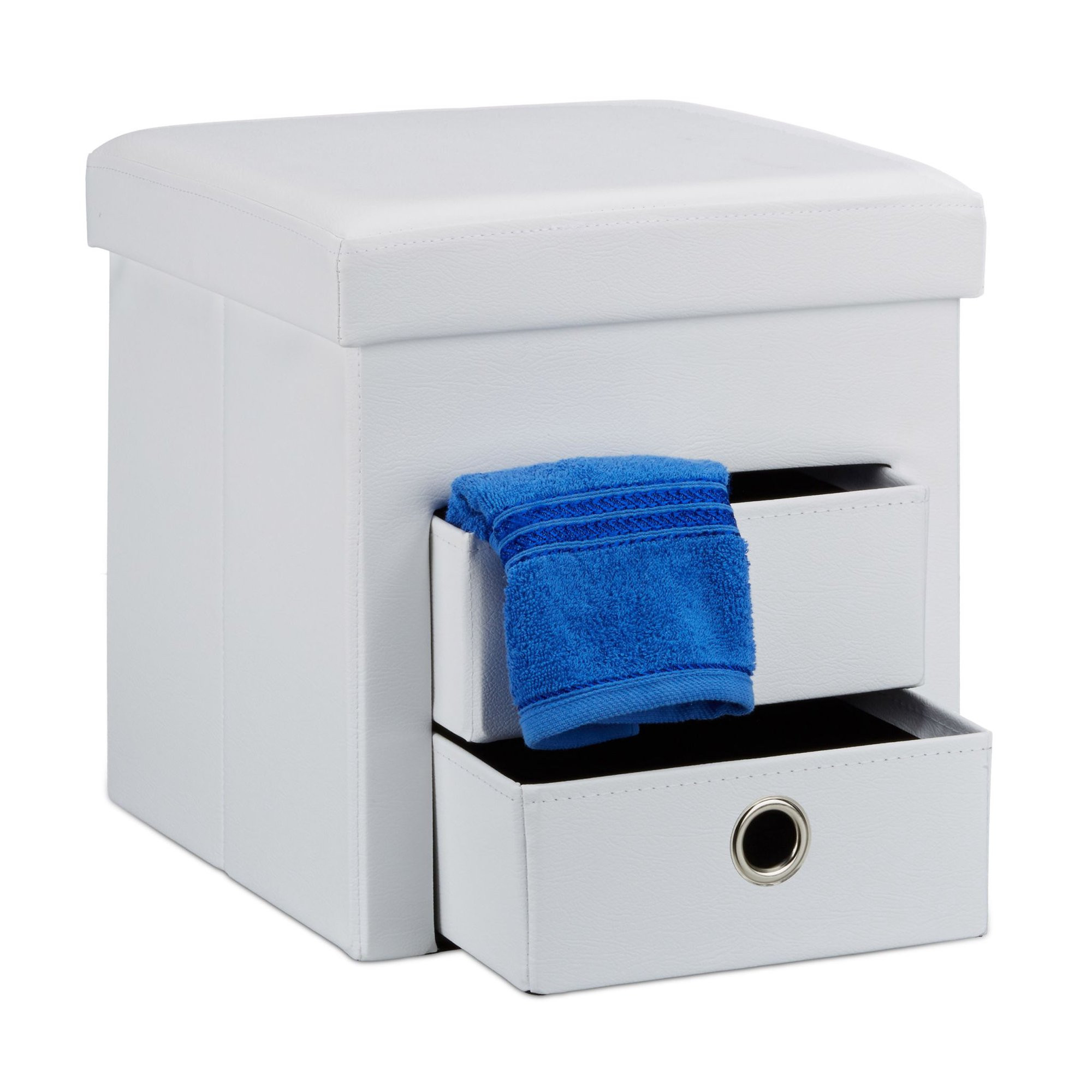 Tabouret en simili cuir avec 2 compartiments