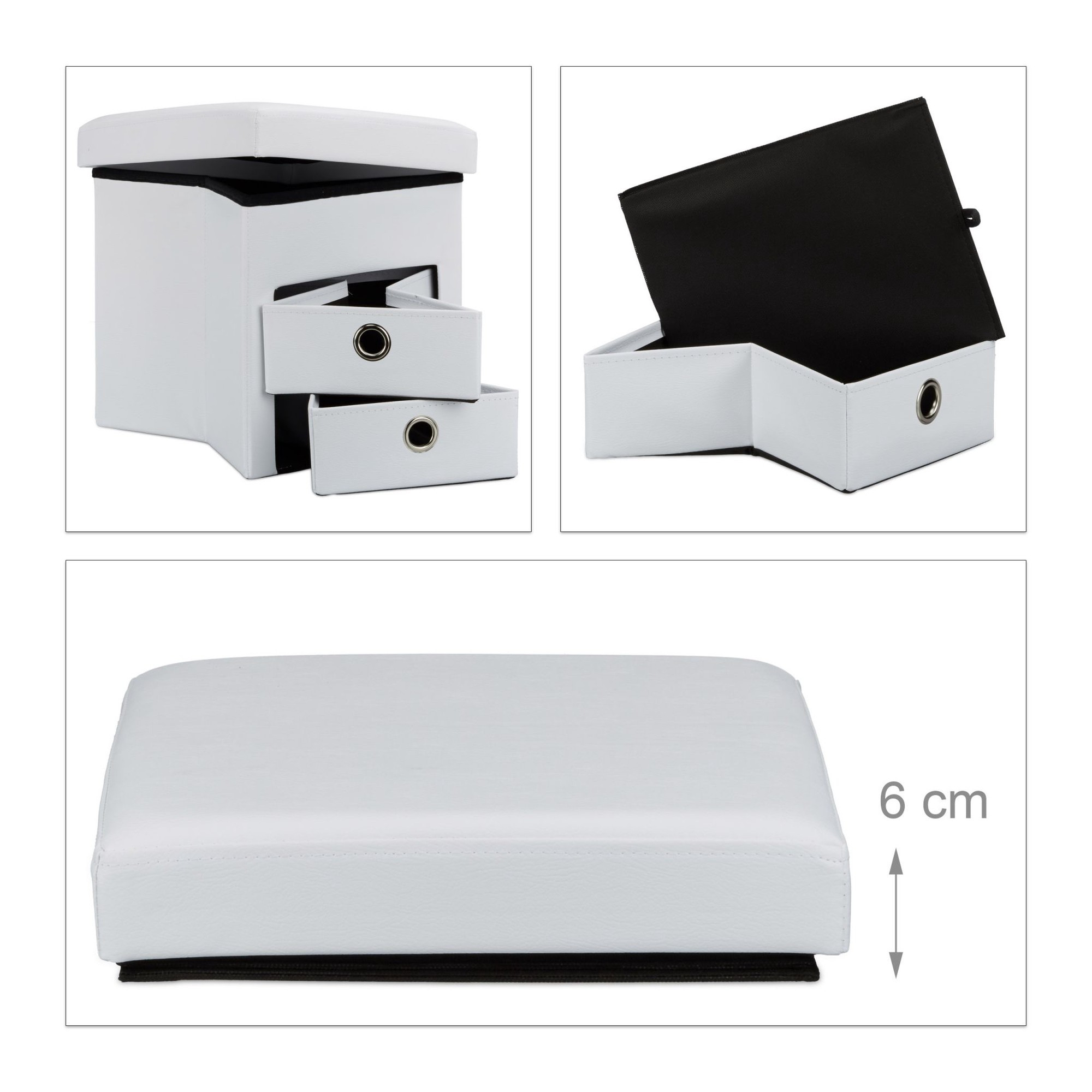 Tabouret en simili cuir avec 2 compartiments