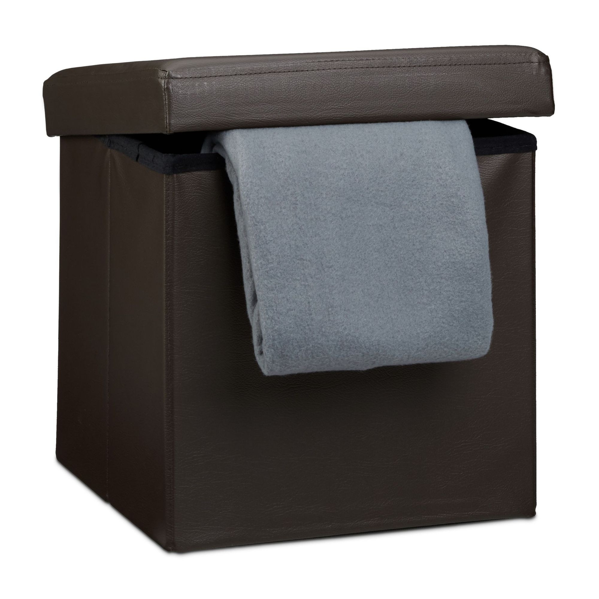Taburete plegable de cuero artificial
