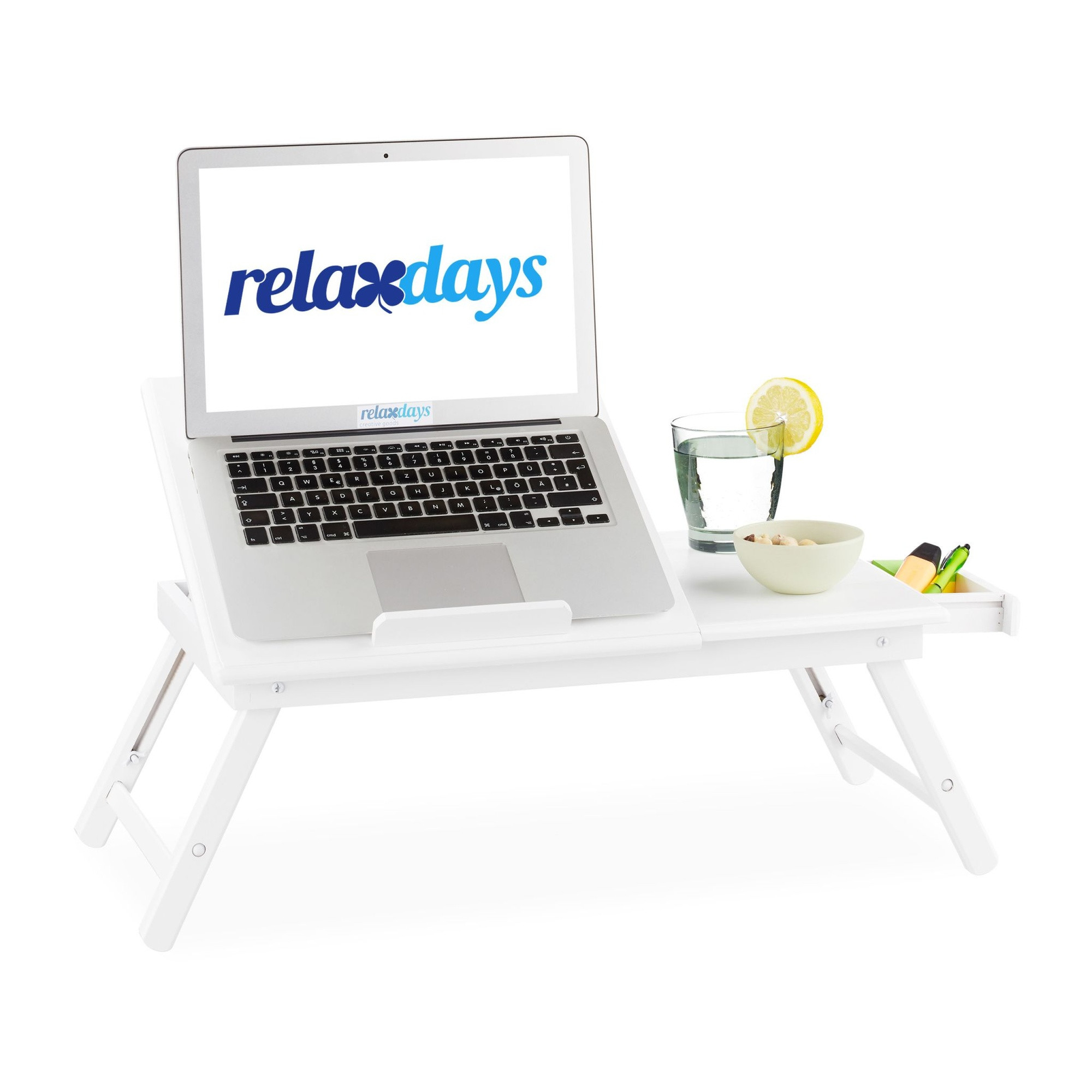 Mesa para laptop em bambu branco