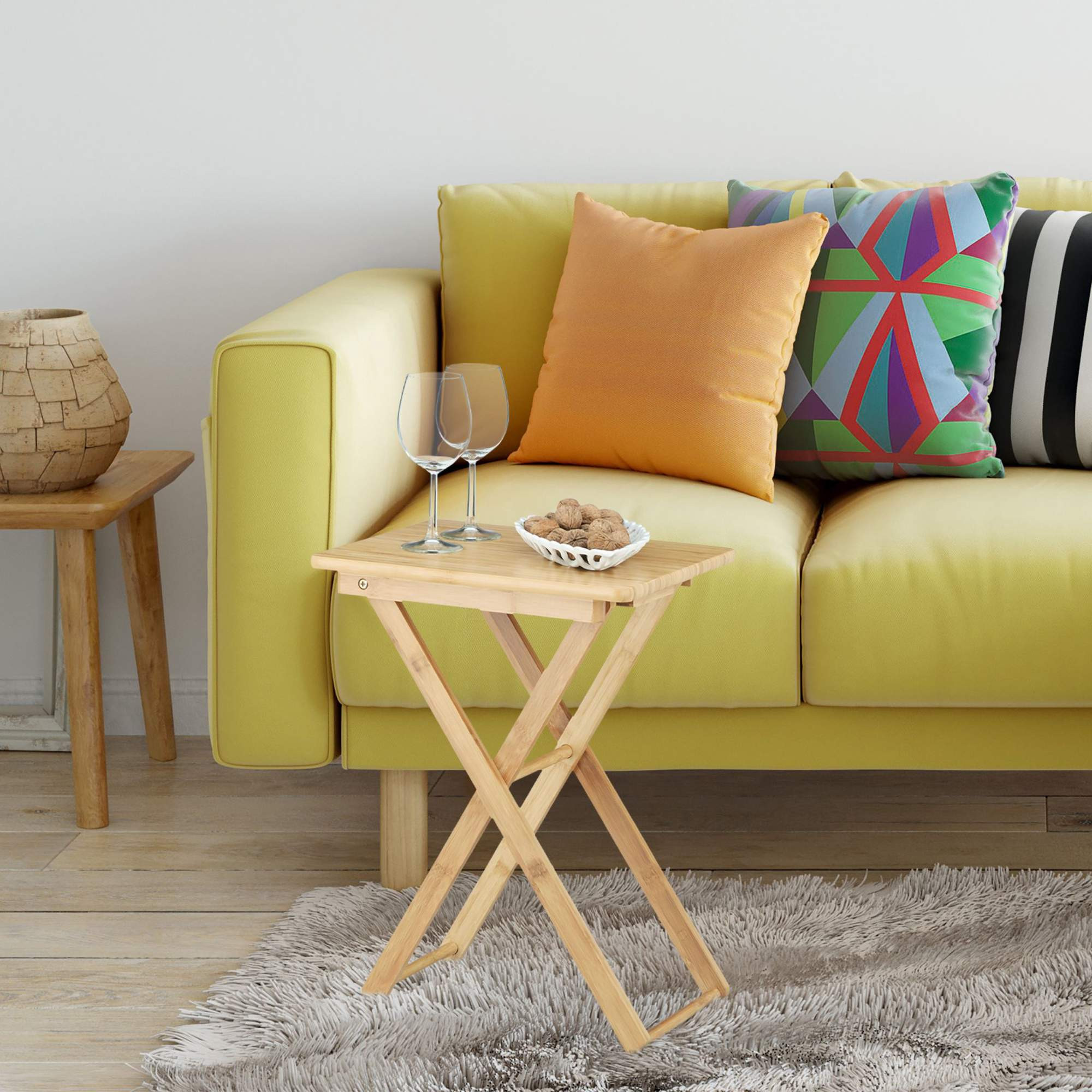 Table d'appoint pliable en bambou